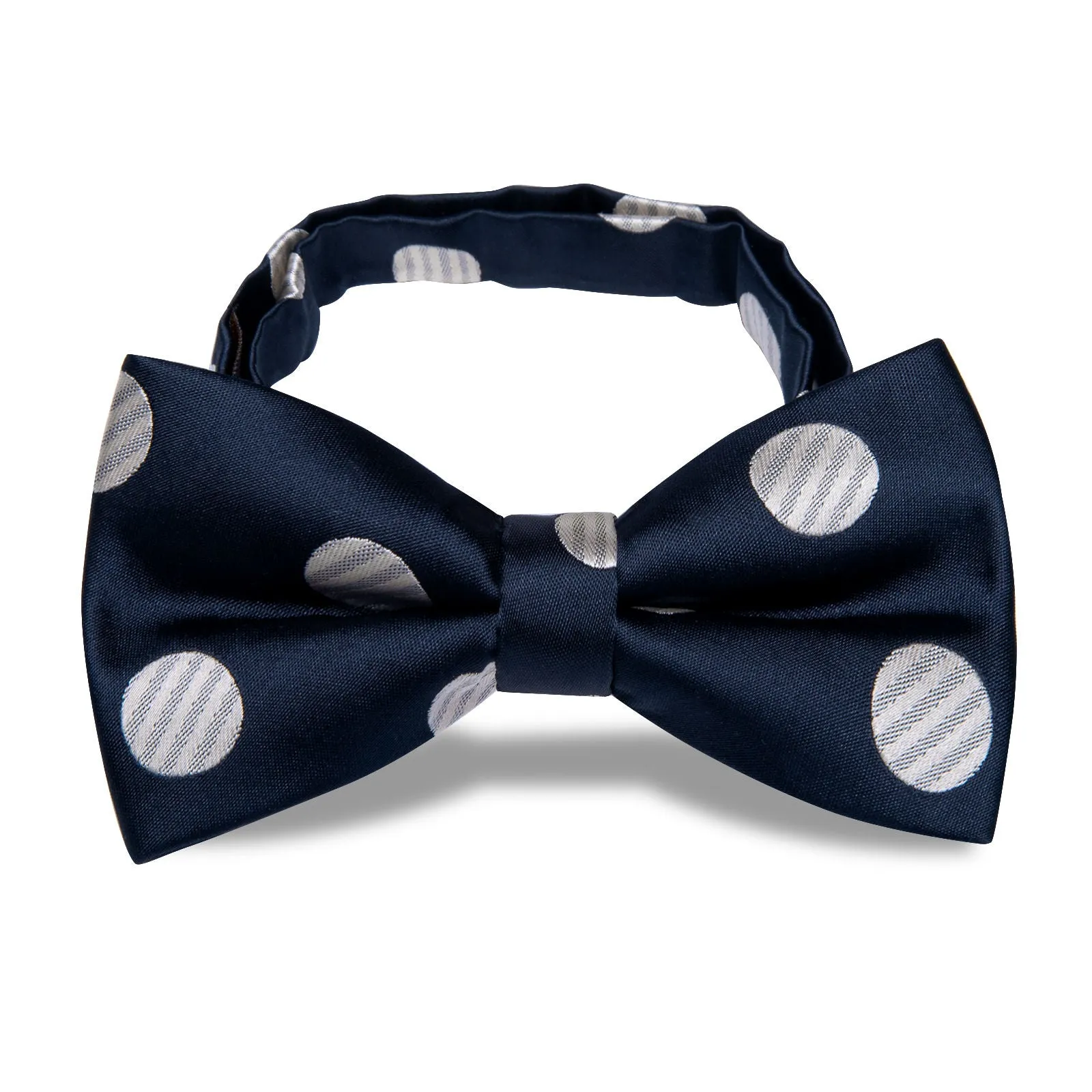 Ties2you Navy Blue Bow Tie Polka Dot Pre-tied Wedding Bowtie sold by Ties2You product image thumbnail 3