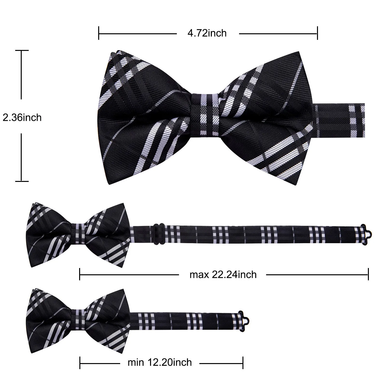 Ties2you Black Bow Tie for Men Pre-tied Plaid Bowtie sold by Ties2You product image thumbnail 4
