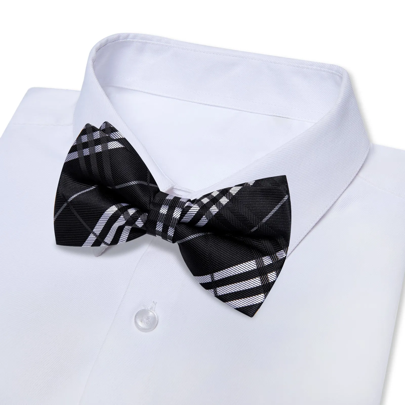 Ties2you Black Bow Tie for Men Pre-tied Plaid Bowtie sold by Ties2You product image thumbnail 5
