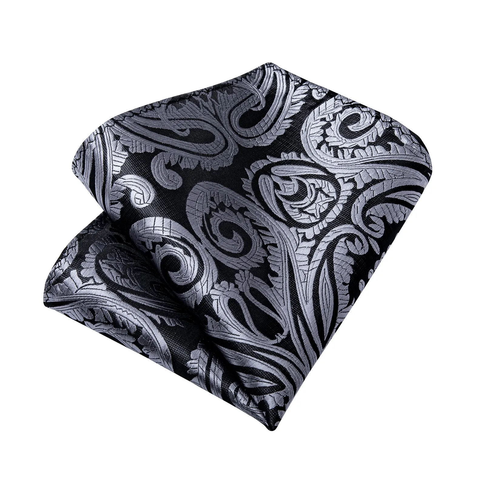 Ties2you Paisley Tie Grey Silk Necktie Handkerchief Cufflinks Set for Business sold by Ties2You product image thumbnail 4