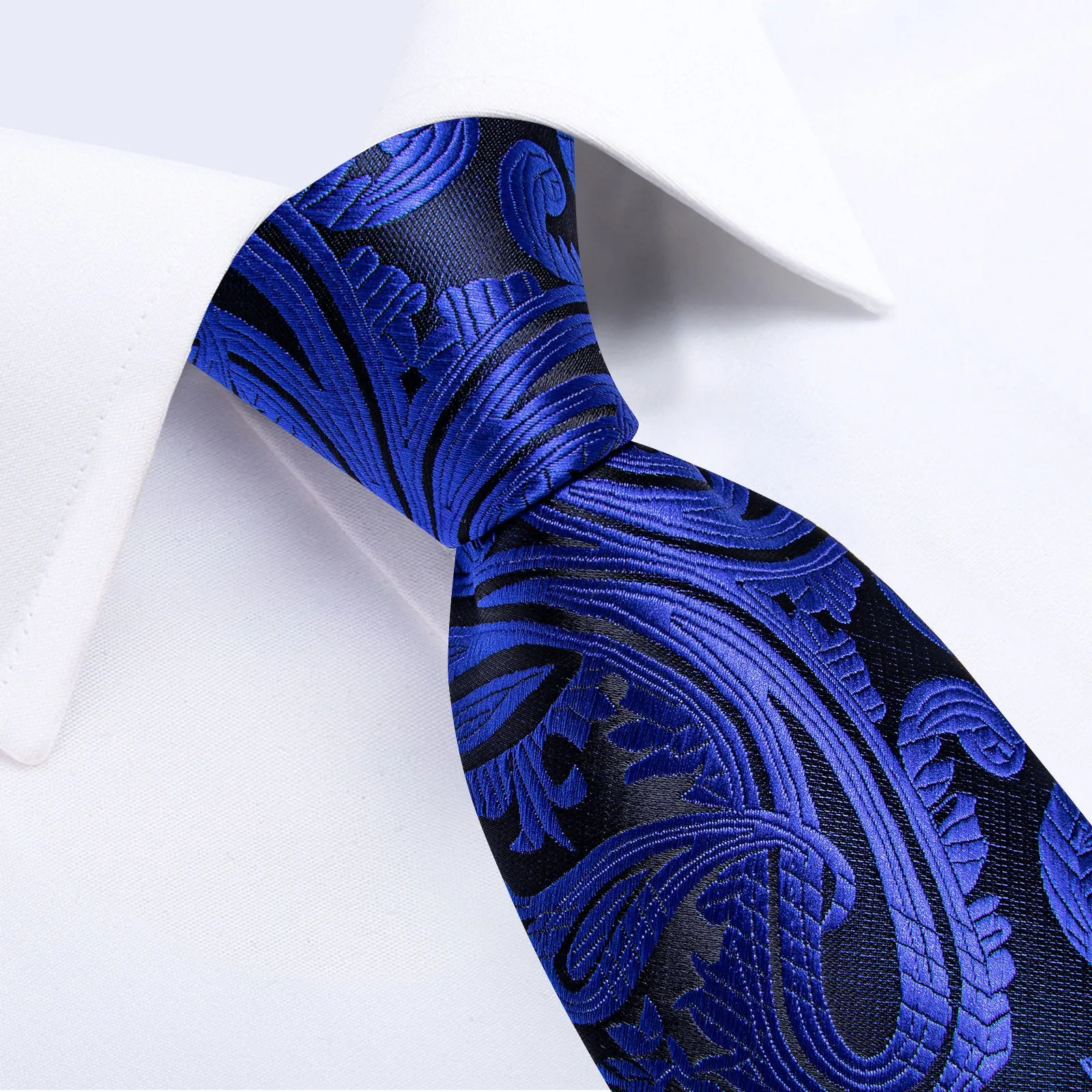 Ties2you Royal Blue Tie Paisley Formal Silk Necktie Handkerchief Cufflinks Set sold by Ties2You product image thumbnail 2