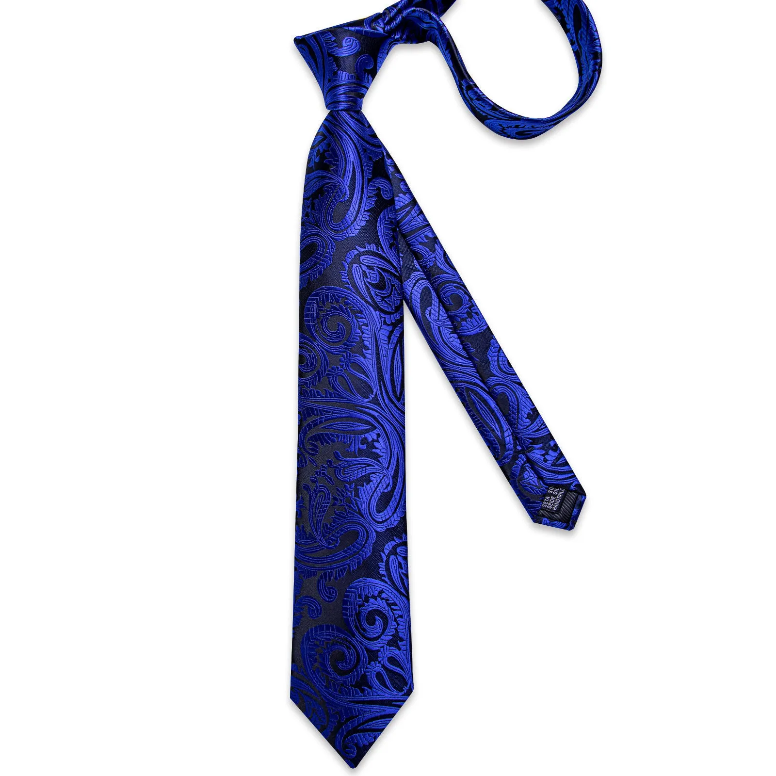 Ties2you Royal Blue Tie Paisley Formal Silk Necktie Handkerchief Cufflinks Set sold by Ties2You product image thumbnail 4