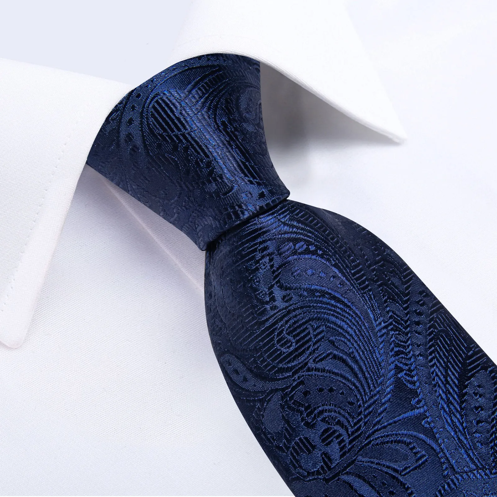 Ties2you Paisley Tie Navy Blue Formal Woven Necktie Handkerchief Cufflinks Set sold by Ties2You product image thumbnail 3