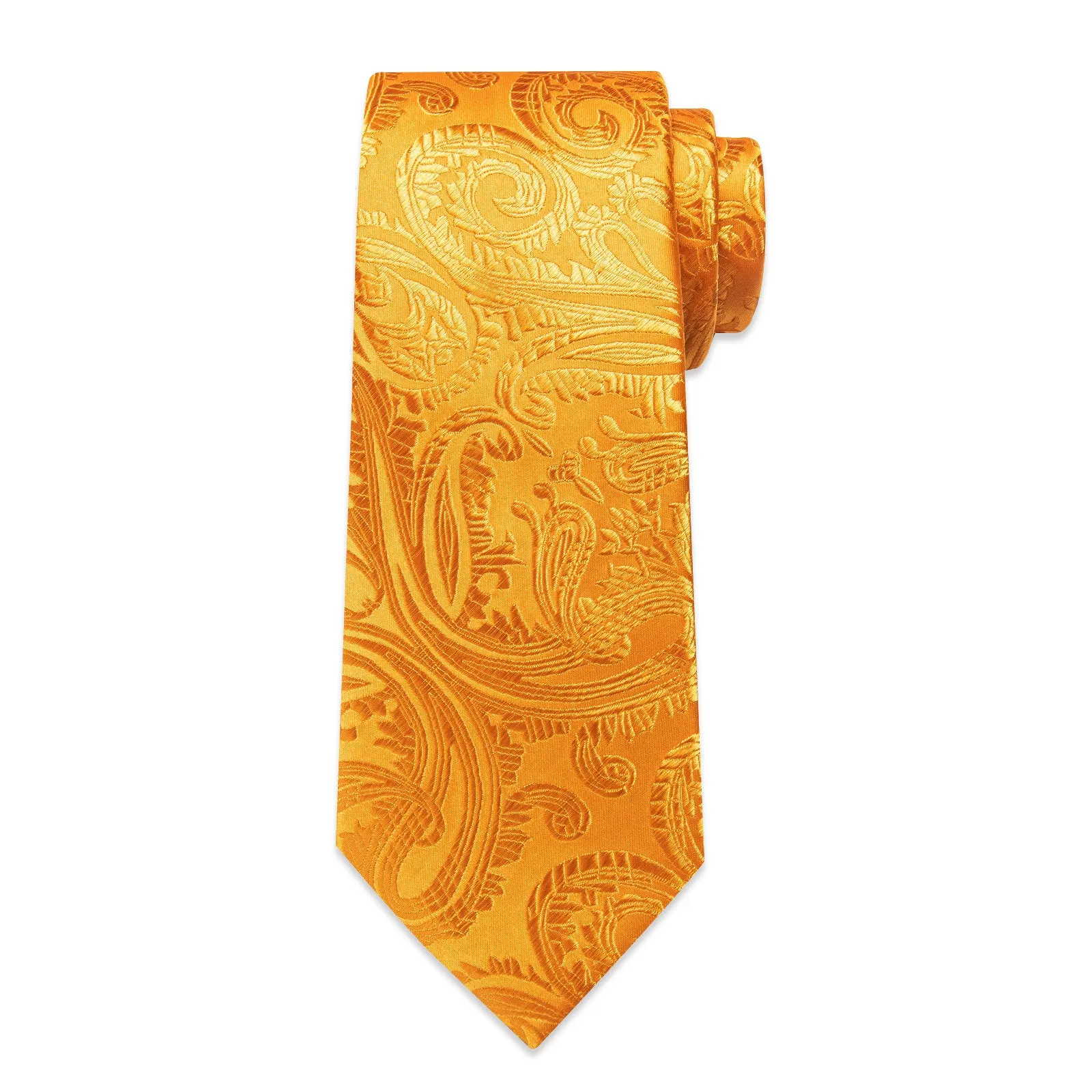 Ties2you Orange Necktie for Men Paisley Formal Tie Pocket Square Cufflinks Set sold by Ties2You product image thumbnail 5