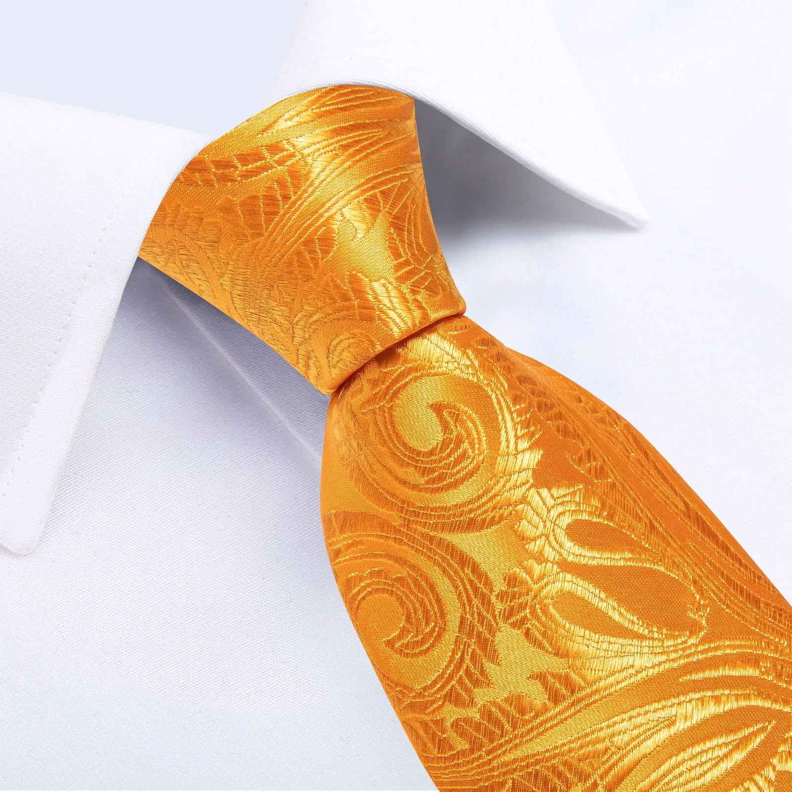 Ties2you Orange Necktie for Men Paisley Formal Tie Pocket Square Cufflinks Set sold by Ties2You product image thumbnail 3