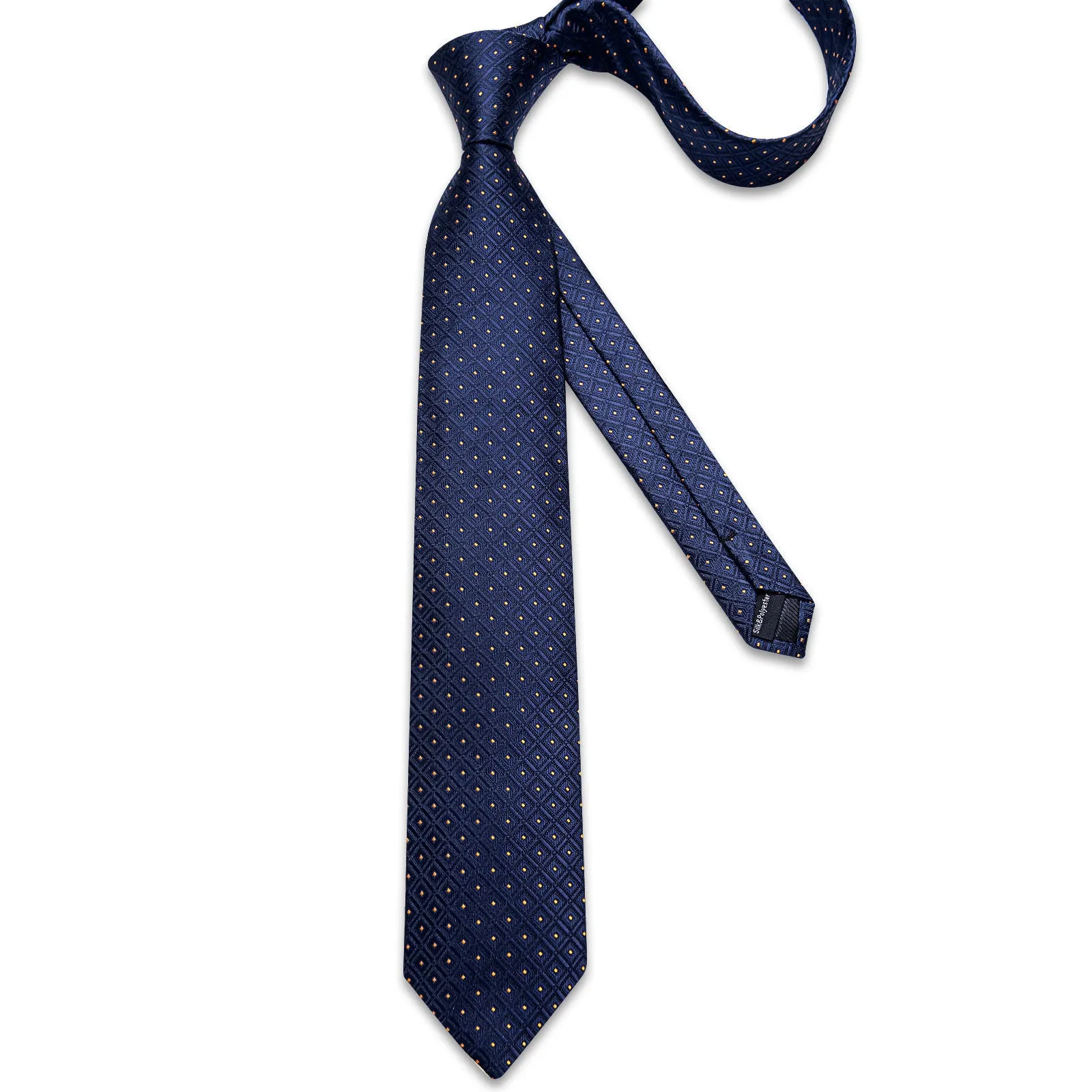 Ties2you Mens Navy Blue Necktie Plaid Formal Tie Handkerchief Cufflinks Set for Business sold by Ties2You product image thumbnail 4