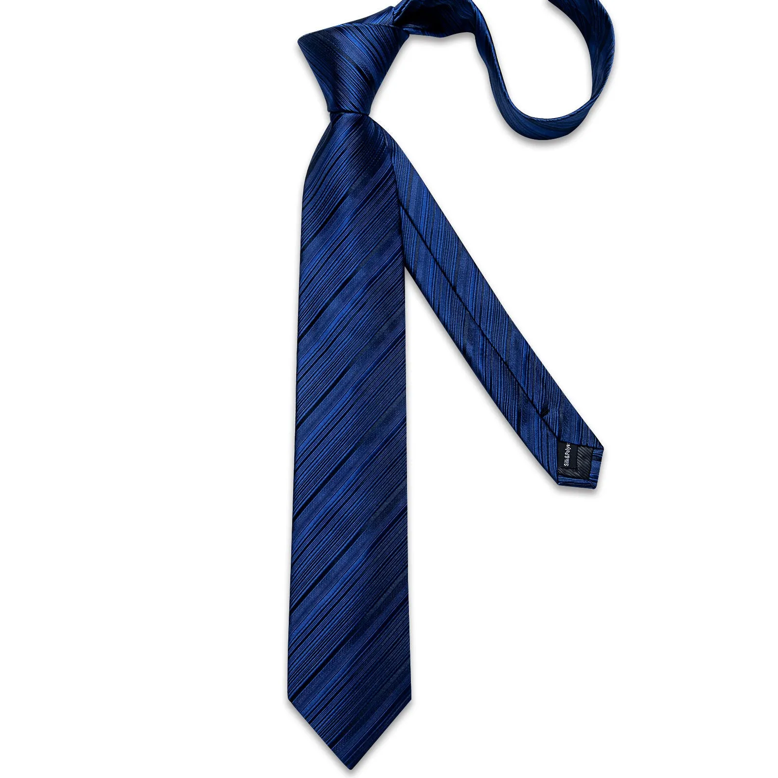 Ties2you Mens Navy Blue Necktie Striped Business Silk Tie Handkerchief Cufflinks Set sold by Ties2You product image thumbnail 4