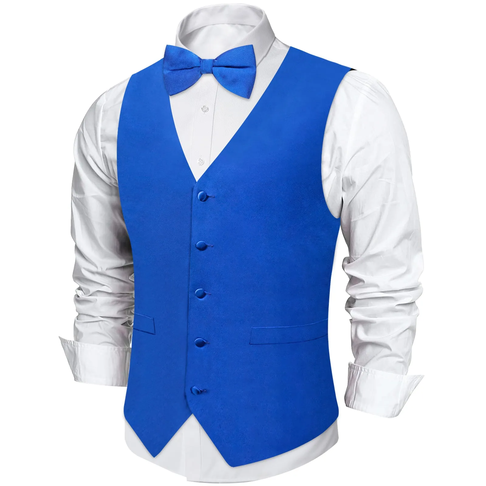 Ties2you Royal Blue Tuxedo Vest Mens Solid Silk Suit Waistcoat Formal Dress Slim Fit sold by Ties2You product image thumbnail 2