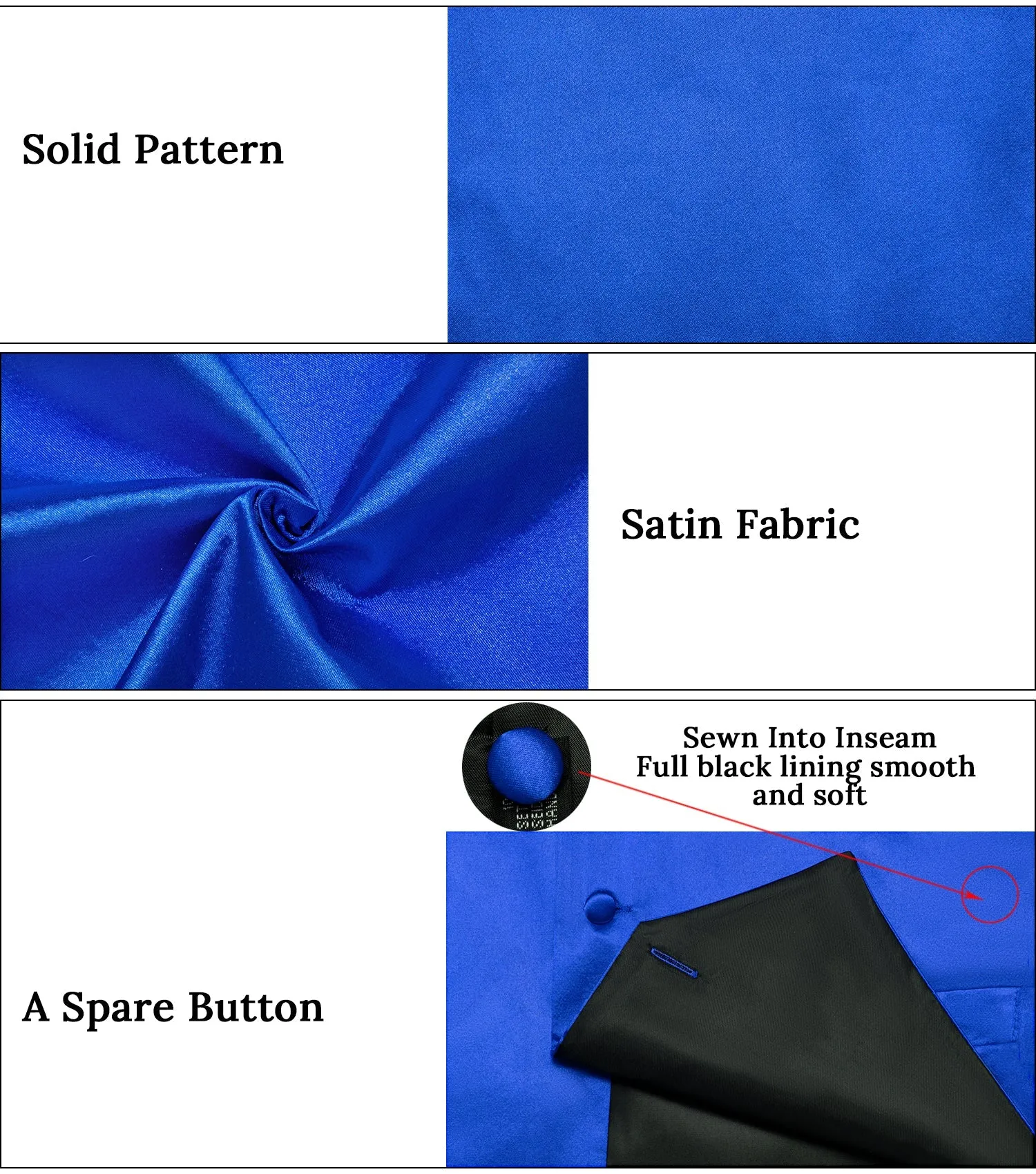 Ties2you Royal Blue Tuxedo Vest Mens Solid Silk Suit Waistcoat Formal Dress Slim Fit sold by Ties2You product image thumbnail 5