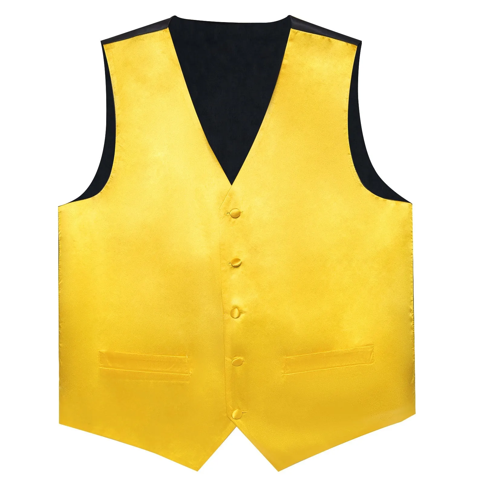 Ties2you Men's Yellow Dress Vest Solid Satin Silk Pocket Square Cufflinks Bow Tie Set sold by Ties2You product image thumbnail 4