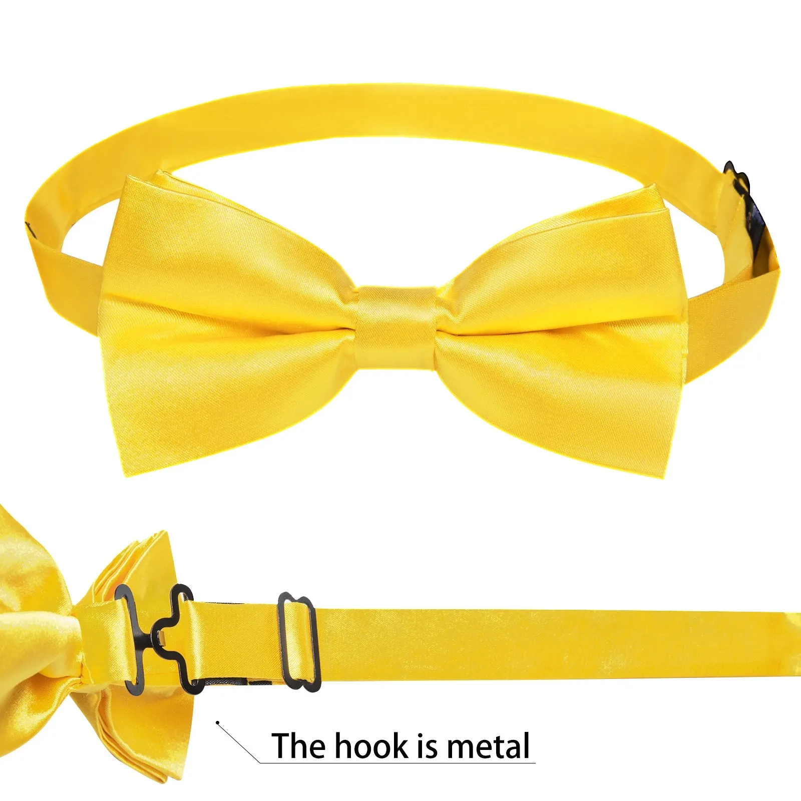 Ties2you Men's Yellow Dress Vest Solid Satin Silk Pocket Square Cufflinks Bow Tie Set sold by Ties2You product image thumbnail 3