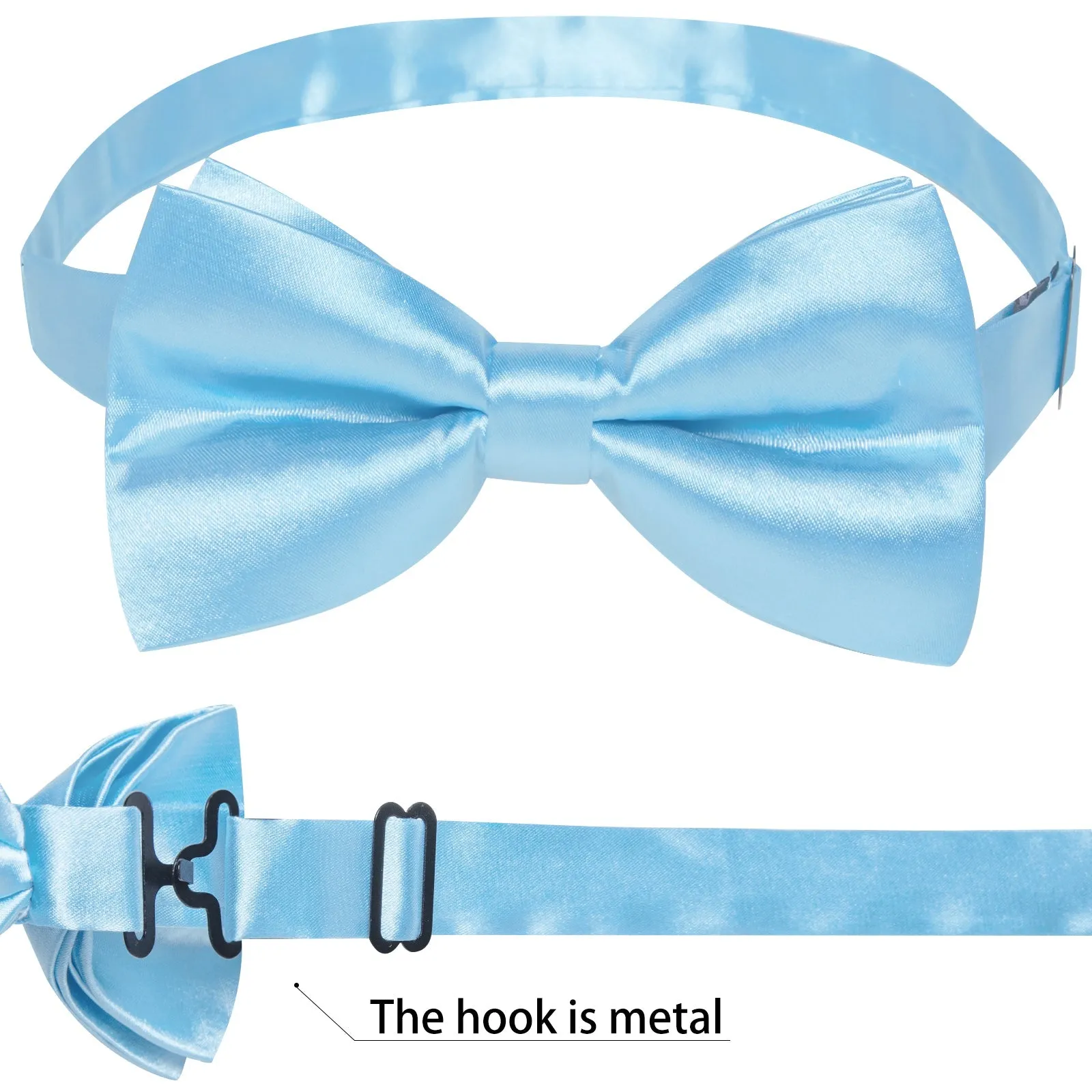 Ties2you Sky Blue Wedding Vest Mens Solid Silk Suit Waistcoat Handkerchief Cufflinks Bow Tie Set sold by Ties2You product image thumbnail 4