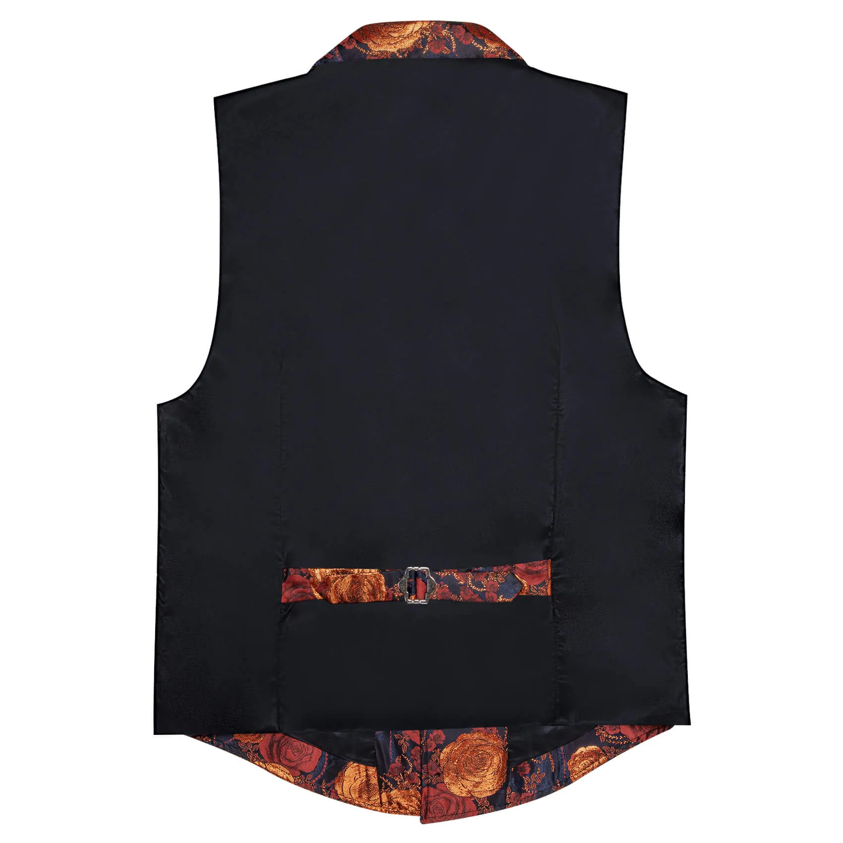Ties2you Orange Floral Vest for Men Formal Collar Suit Waistcoat Hanky Cufflinks Tie Set sold by Ties2You product image thumbnail 4