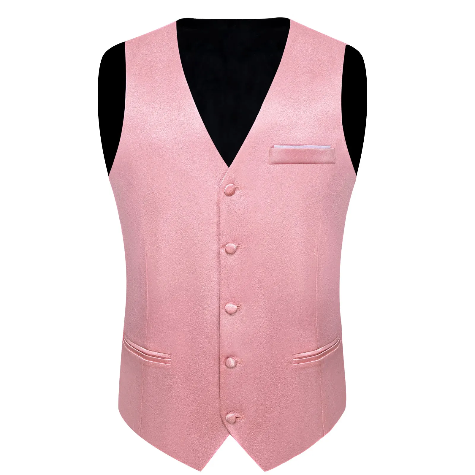 Ties2you Men's Pink Suit Vest for Wedding Formal Solid Slim Fit Silk Tie Cufflinks Handkerchief Set sold by Ties2You product image thumbnail 4