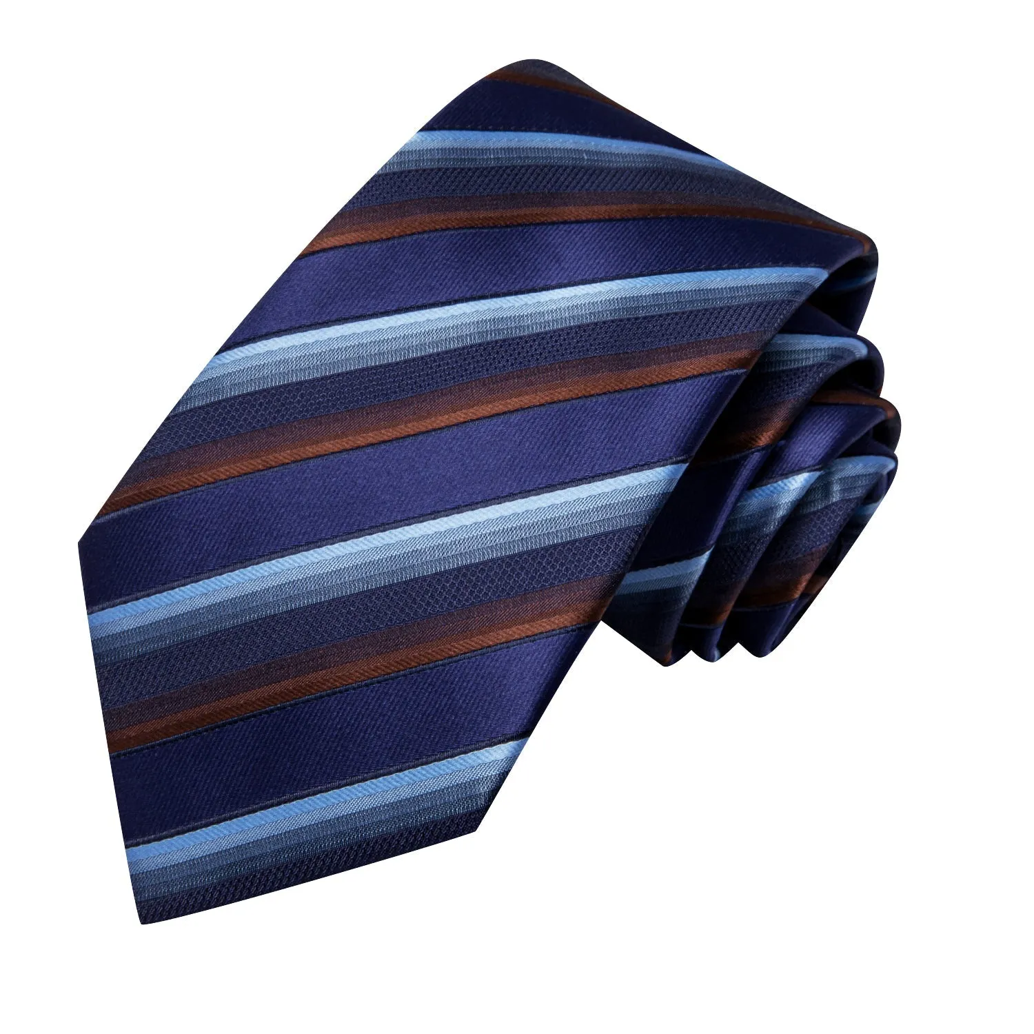 Ties2you Blue Striped Silk Men's Necktie Pocket Square Cufflinks Set sold by Ties2You product image thumbnail 4