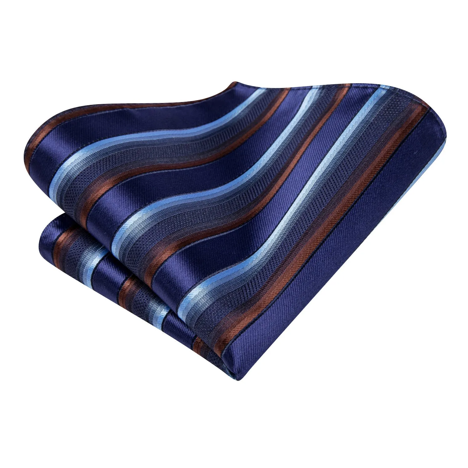 Ties2you Blue Striped Silk Men's Necktie Pocket Square Cufflinks Set sold by Ties2You product image thumbnail 5