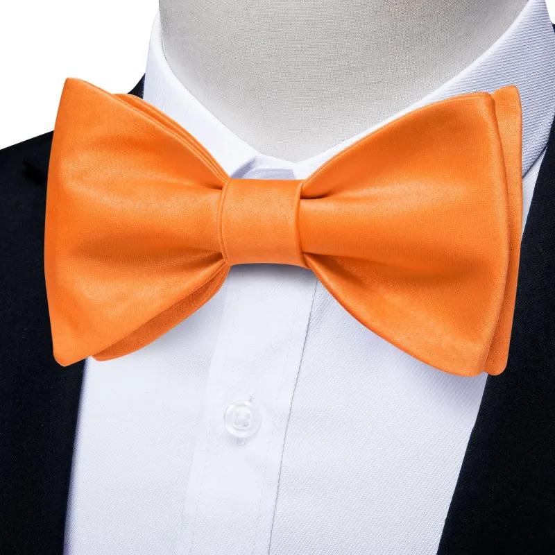 Ties2you Orange Tuxedo Bowtie Self-tied Solid Bow Tie Pocket Square Cufflinks Set for Men made by Ties2You