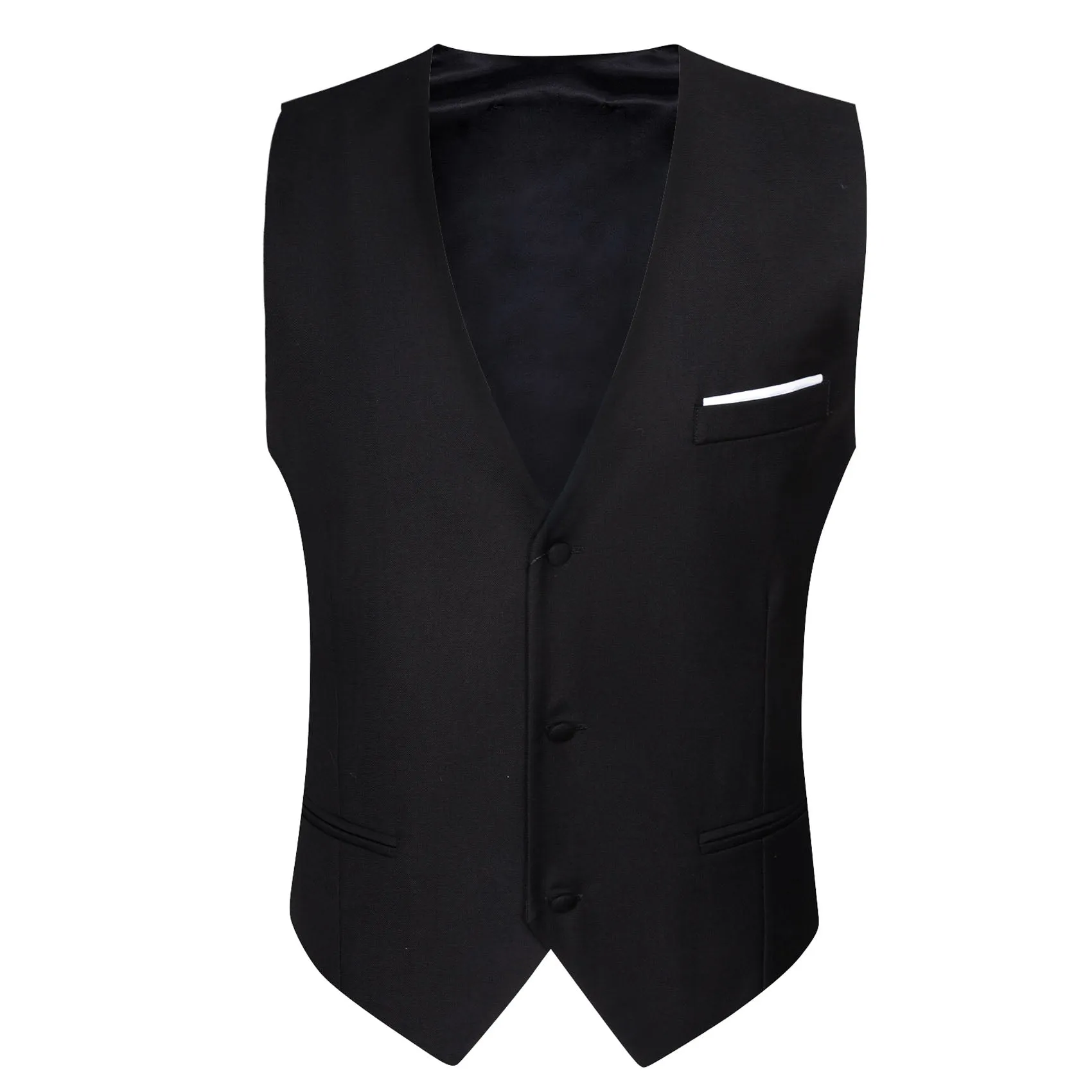 Ties2you Mens Black Solid Suit Vest V-Neck Single Waistcoat Formal Dress sold by Ties2You