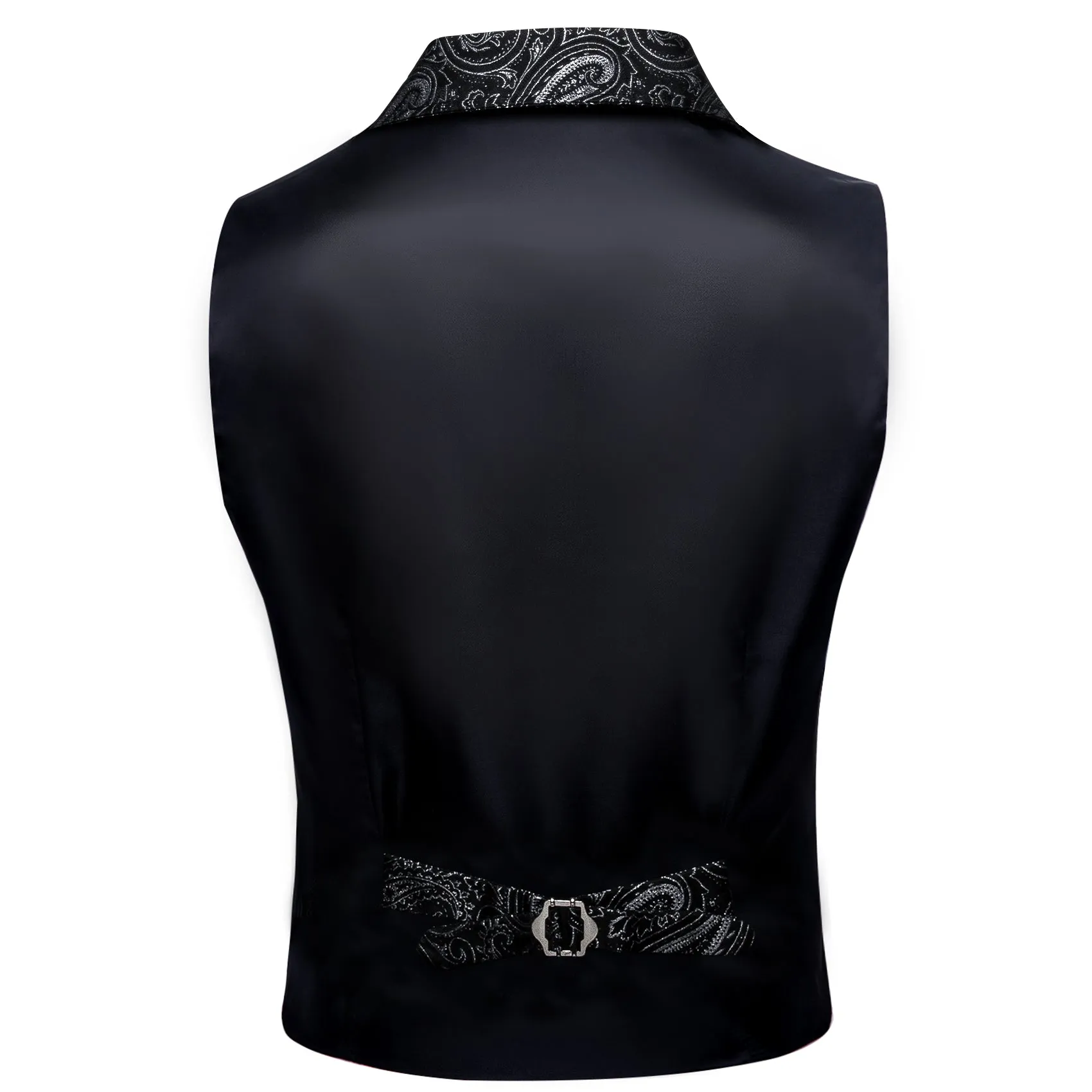 Ties2you Men's Black Paisley Victorian Vest Jacquard Notched Collar Suit Waistcoat for Party sold by Ties2You product image thumbnail 4