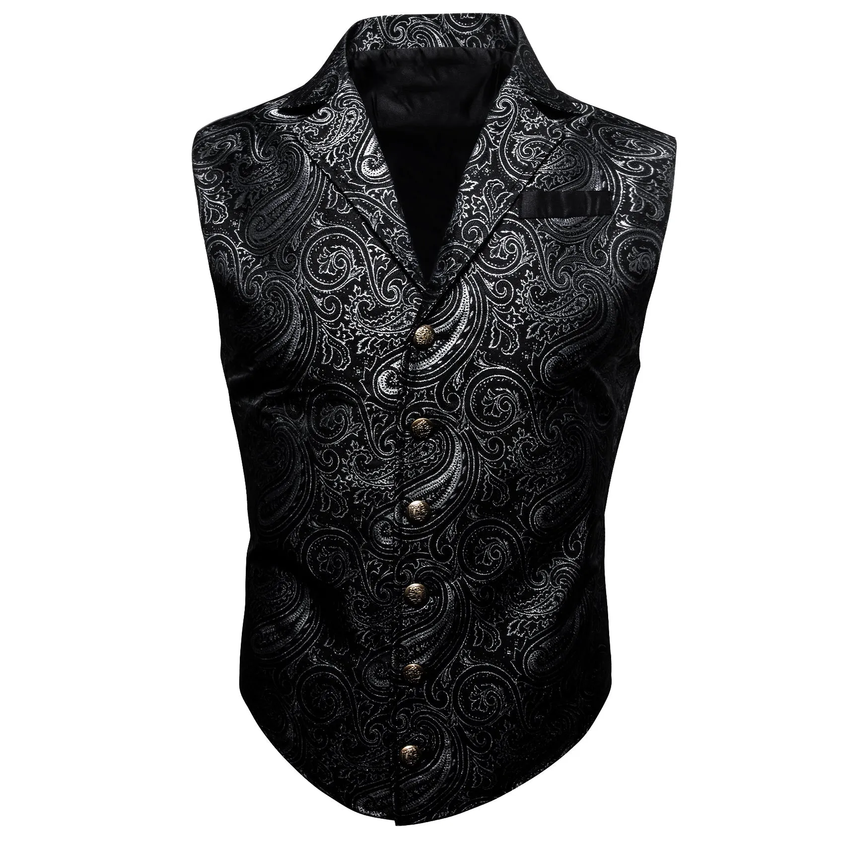 Ties2you Men's Black Paisley Victorian Vest Jacquard Notched Collar Suit Waistcoat for Party sold by Ties2You product image thumbnail 3