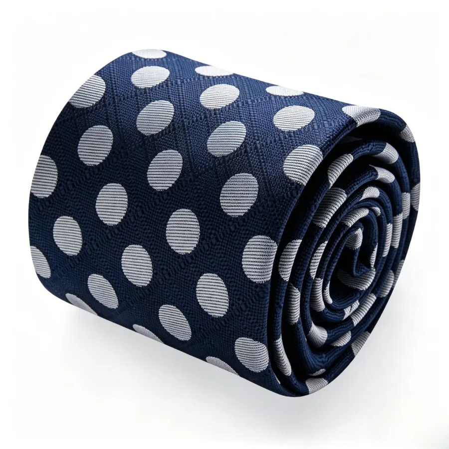 Ties2you Navy Blue Tie Men's Polka Dot Necktie Pocket Square Cufflinks Set for Business sold by Ties2You product image thumbnail 4