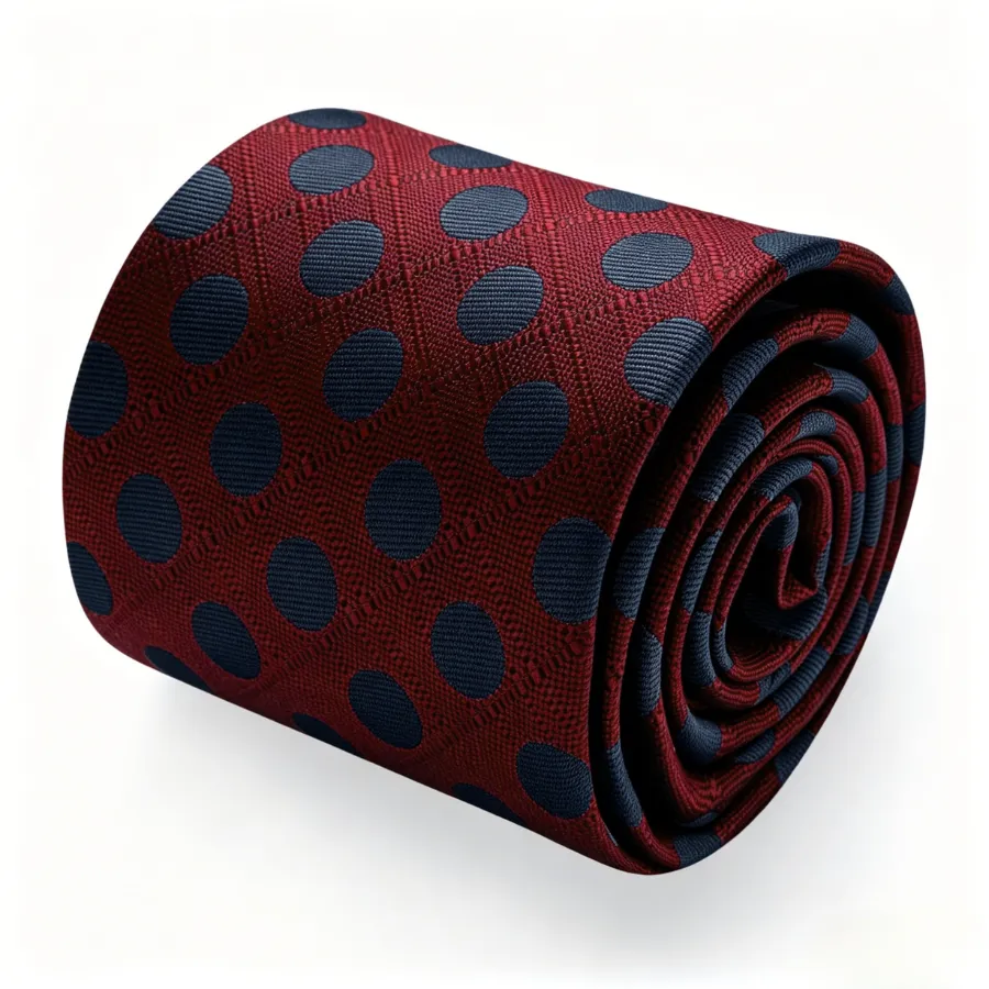Ties2you Polka Dot Necktie Maroon Mens Tie Pocket Square Cufflinks Set sold by Ties2You product image thumbnail 5