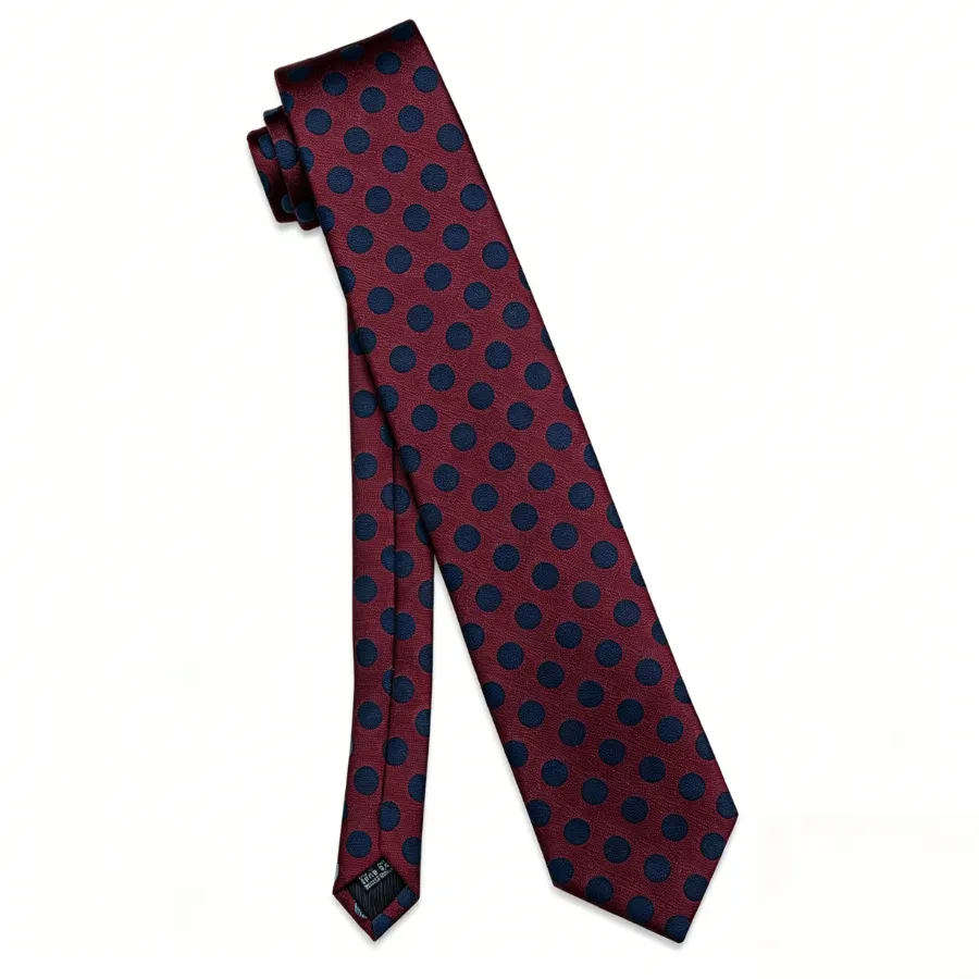 Ties2you Polka Dot Necktie Maroon Mens Tie Pocket Square Cufflinks Set sold by Ties2You product image thumbnail 3