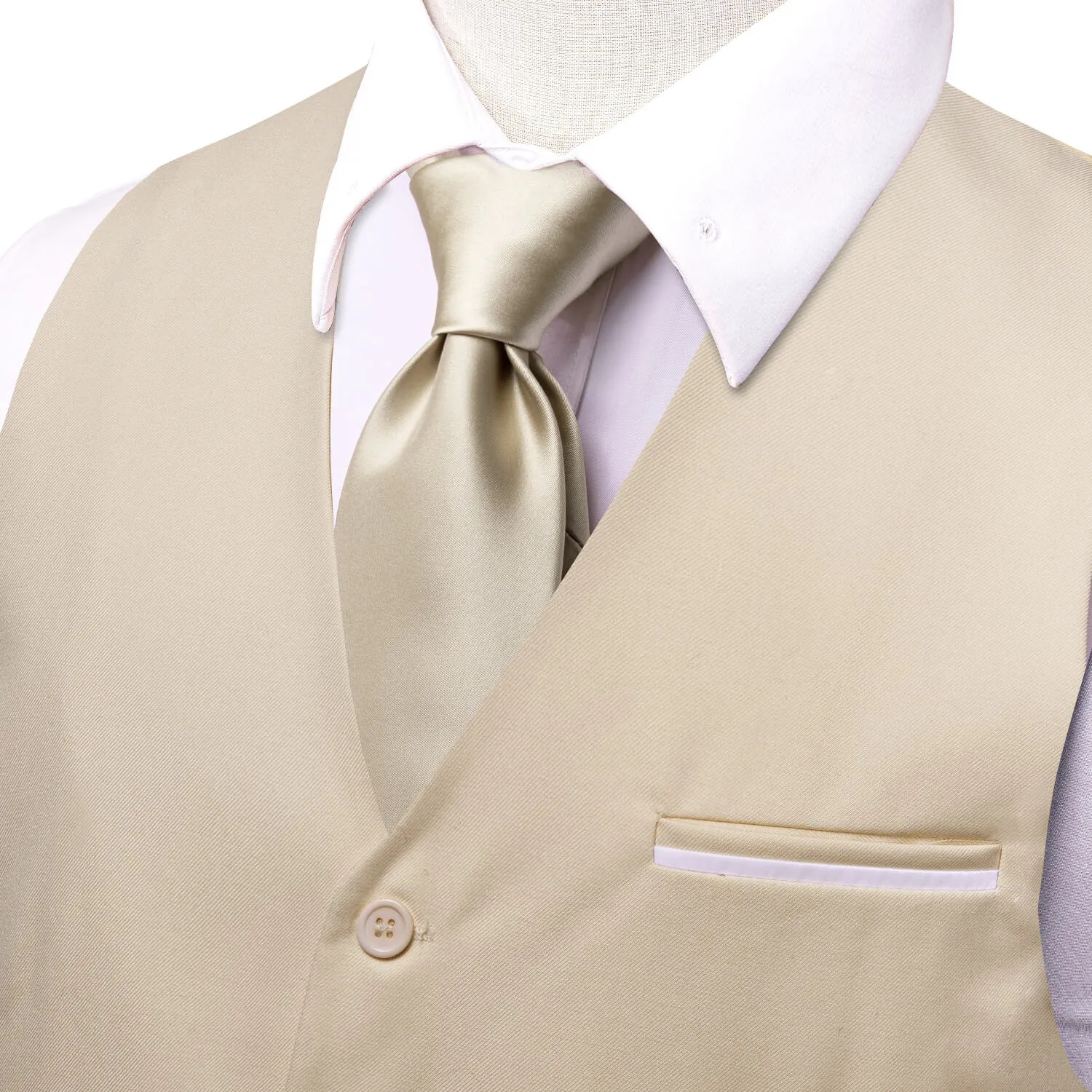 Ties2you Men's Champagne Solid Single Vest Wedding Waistcoat Formal Dress sold by Ties2You product image thumbnail 3