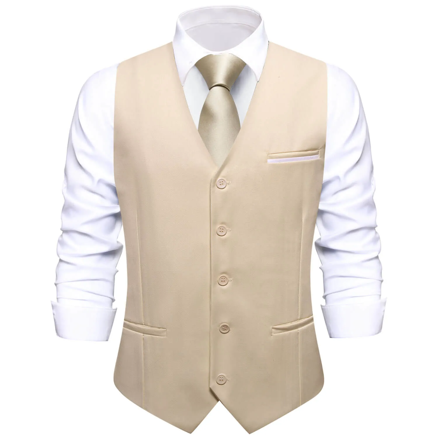 Ties2you Men's Champagne Solid Single Vest Wedding Waistcoat Formal Dress sold by Ties2You
