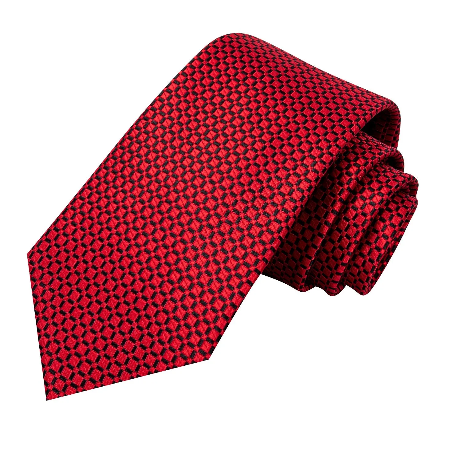 Ties2you Red Necktie for Men Plaid Tie Handkerchief Cufflinks Set for Business sold by Ties2You product image thumbnail 5
