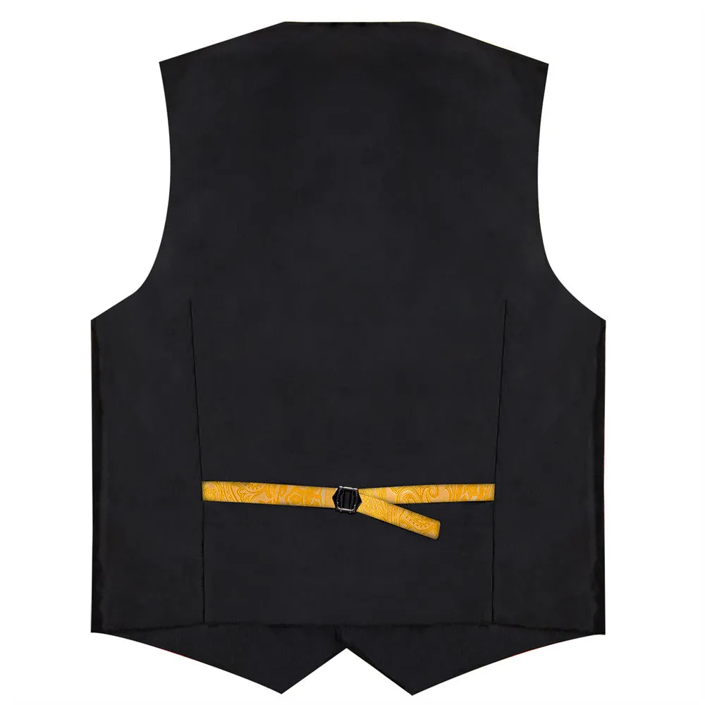 Ties2you Yellow Paisley Vest Silk Mens Suit Waistcoat Cufflinks Tie Handkerchief Set Dress sold by Ties2You product image thumbnail 5