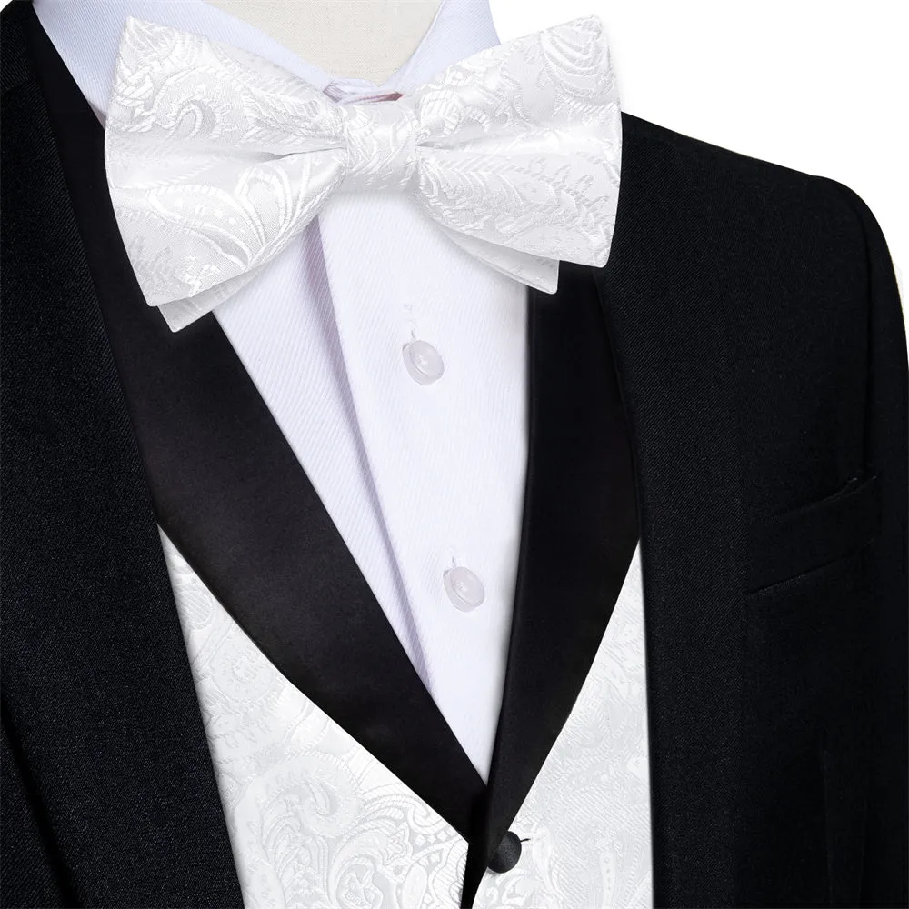 Ties2you White Suit Vest for Men Paisley Collar Shawl-Lapel Silk Tie Waistcoat Set sold by Ties2You product image thumbnail 2