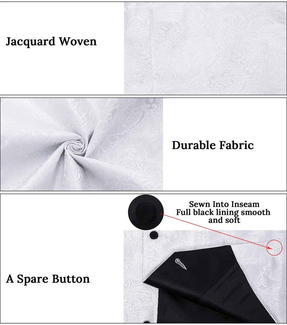 Ties2you White Suit Vest for Men Paisley Collar Shawl-Lapel Silk Tie Waistcoat Set sold by Ties2You product image thumbnail 4