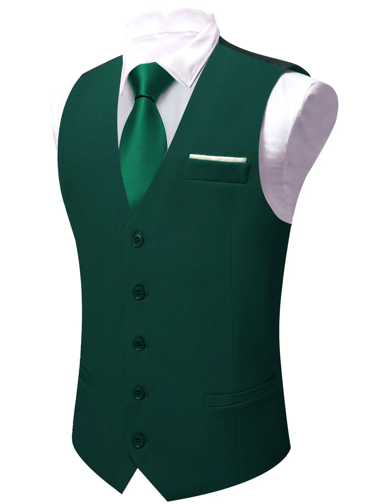 Ties2you Work Vest Phthalo Green Solid Button Silk Mens Dress Vest Jacket sold by Ties2You product image thumbnail 5