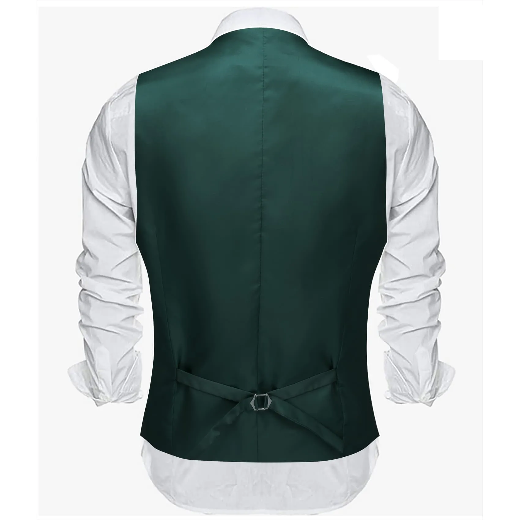 Ties2you Work Vest Phthalo Green Solid Button Silk Mens Dress Vest Jacket sold by Ties2You product image thumbnail 2