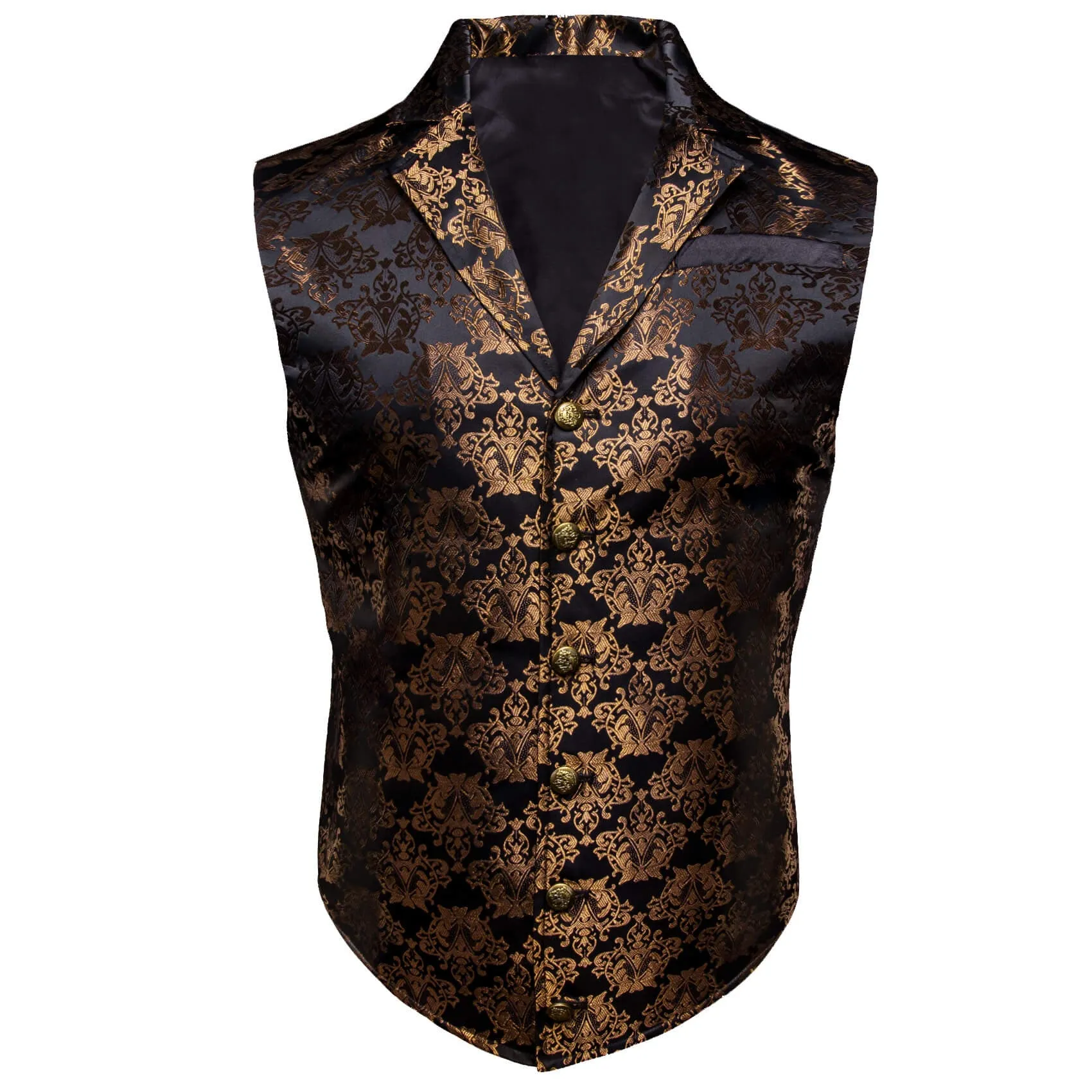 Ties2you Men's Vest Black Tortilla Brown Floral Silk Waistcoat Suit Vest sold by Ties2You