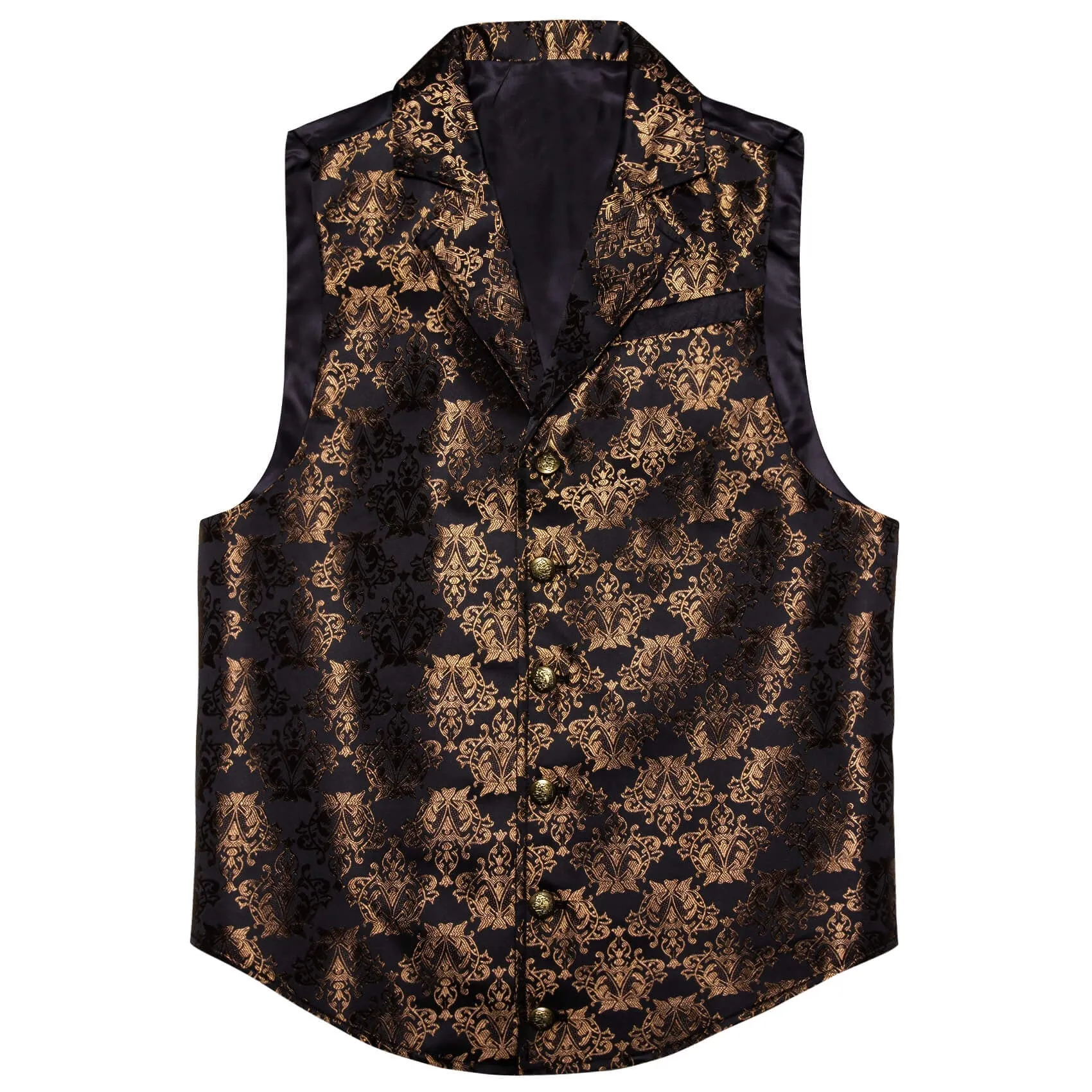 Ties2you Men's Vest Black Tortilla Brown Floral Silk Waistcoat Suit Vest sold by Ties2You product image thumbnail 3