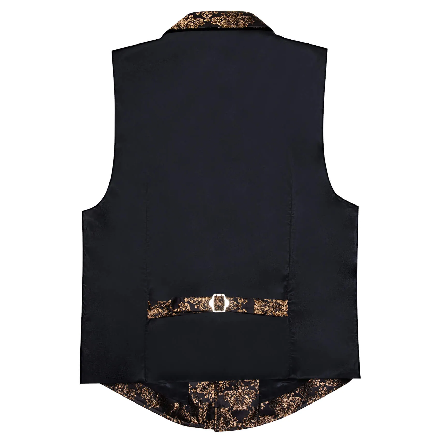 Ties2you Men's Vest Black Tortilla Brown Floral Silk Waistcoat Suit Vest sold by Ties2You product image thumbnail 4
