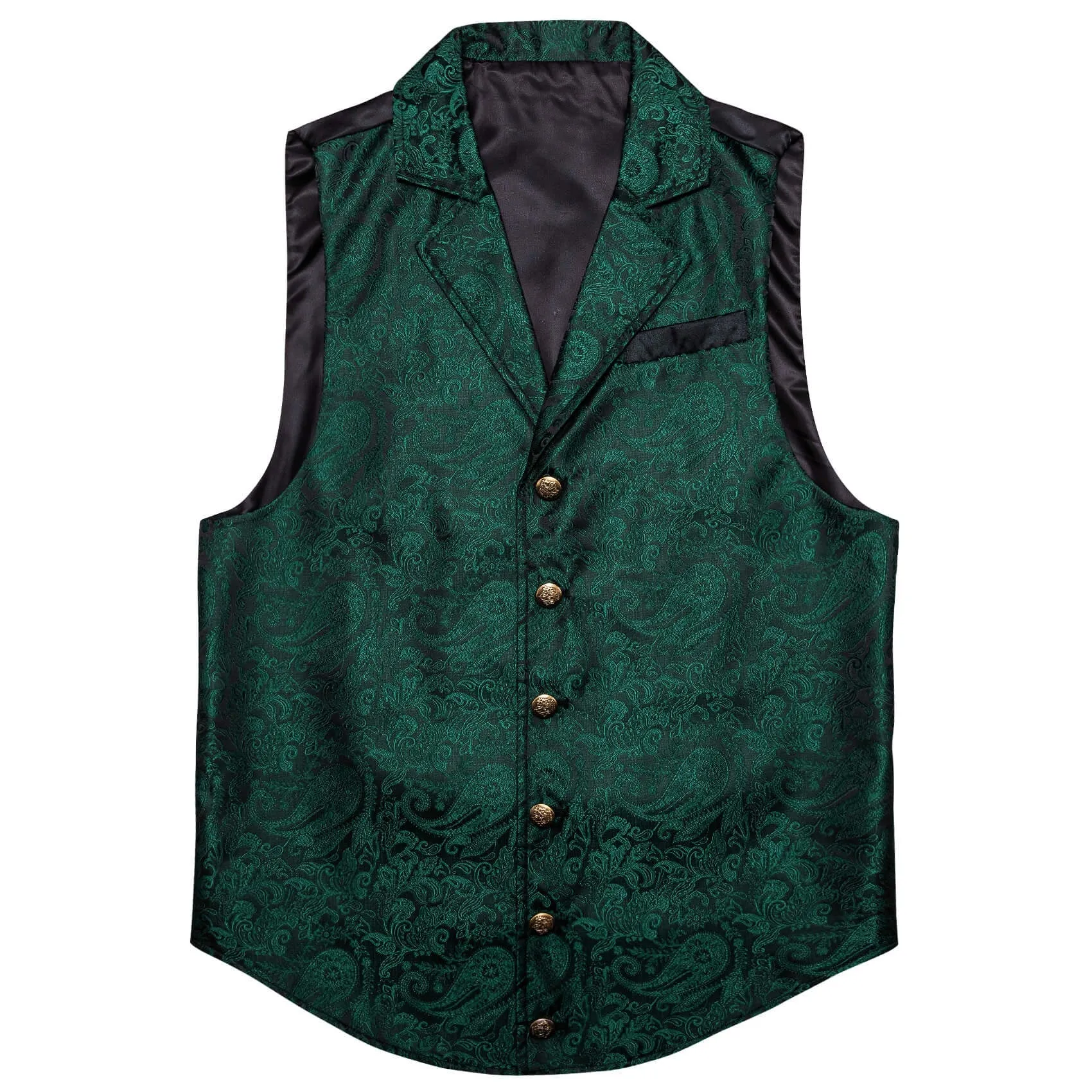 Ties2you Men's Vest Sapphire Pine Green Paisley Silk Collar Suit Vest Formal sold by Ties2You product image thumbnail 3