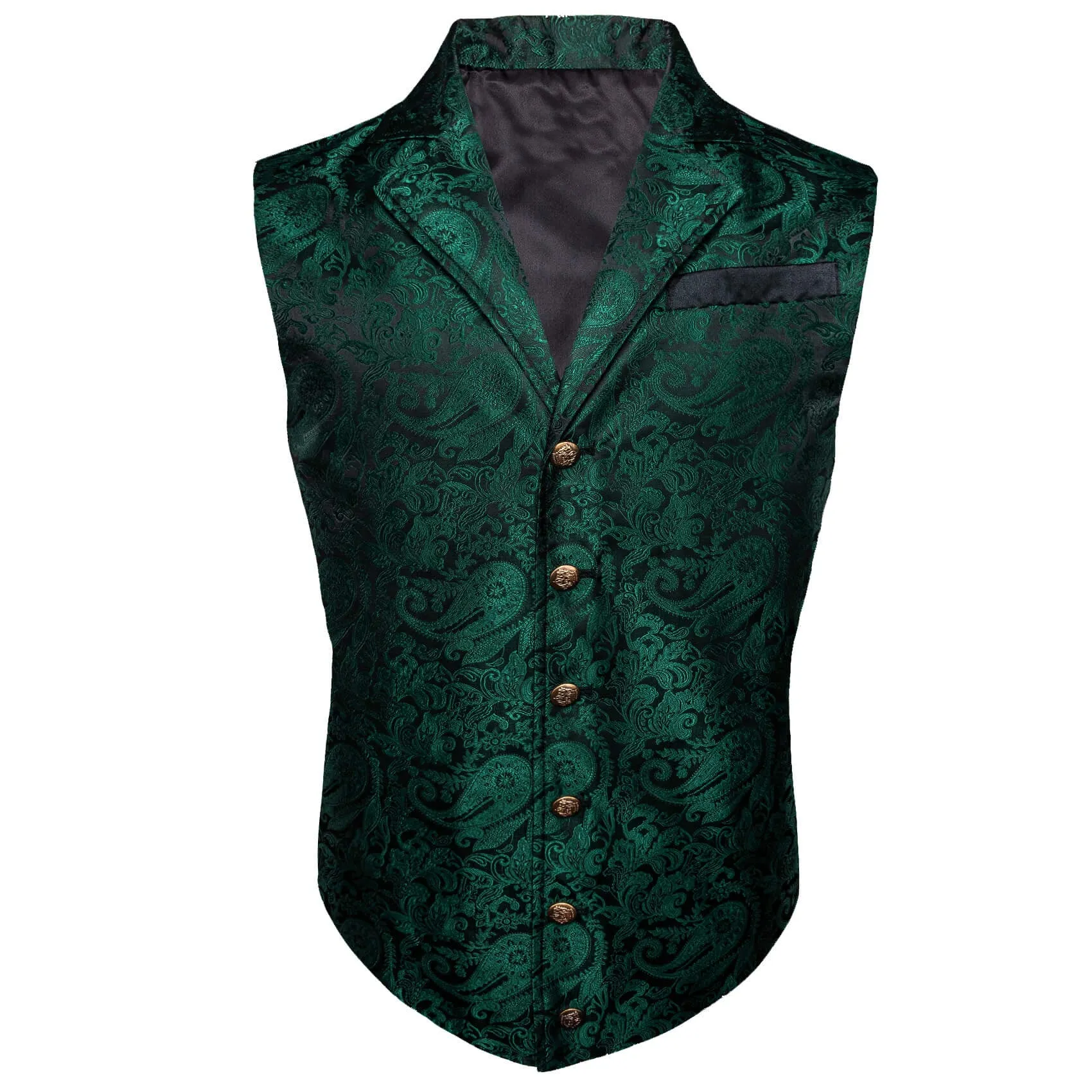 Ties2you Men's Vest Sapphire Pine Green Paisley Silk Collar Suit Vest Formal sold by Ties2You