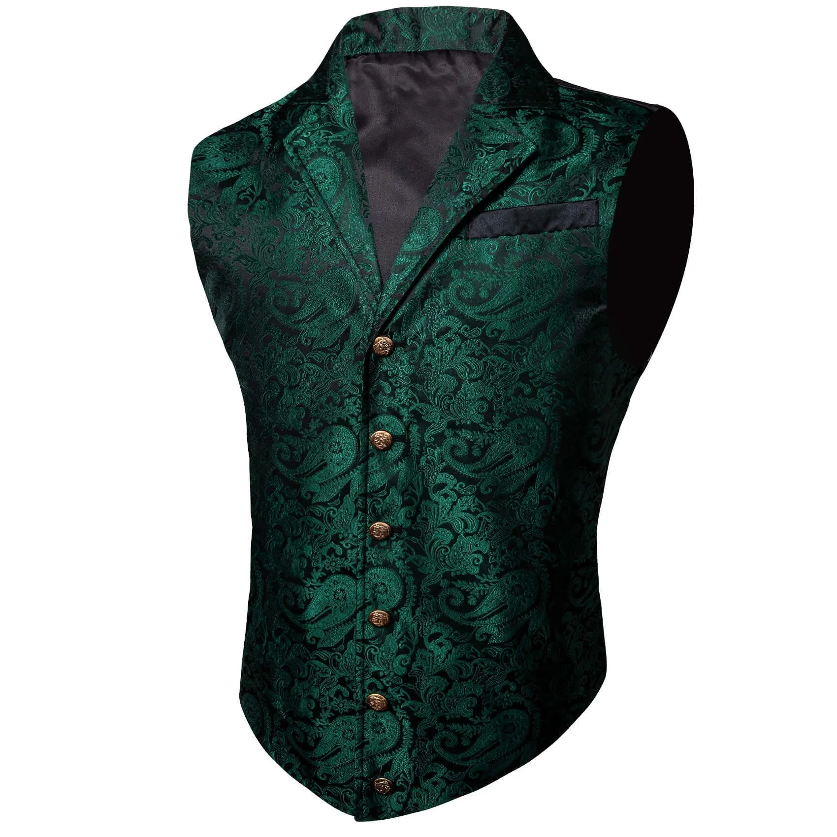 Ties2you Men's Vest Sapphire Pine Green Paisley Silk Collar Suit Vest Formal sold by Ties2You product image thumbnail 2