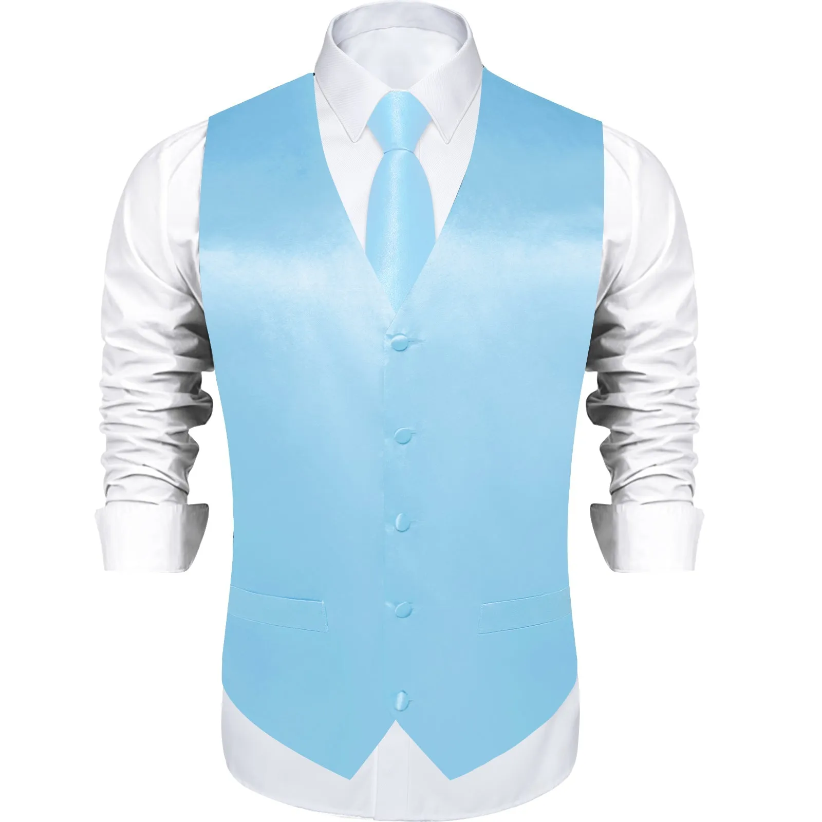 Arctic Blue Solid Vest for Men Men's Vest Tie Set sold by Ties2You product image thumbnail 3