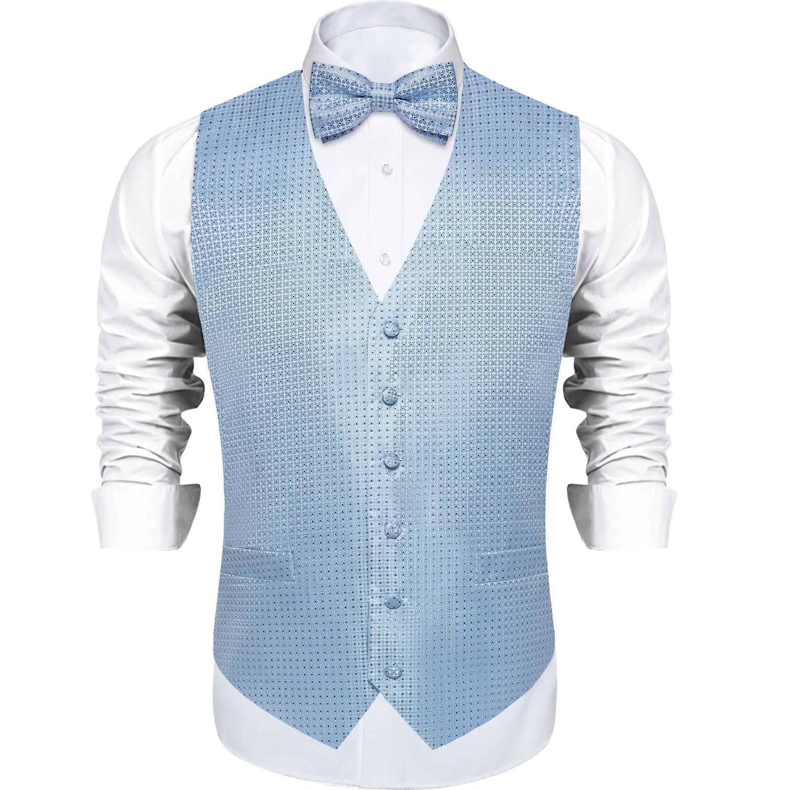 Ties2you Dusty Blue Polka Dot Vest Mens Suit Waistcoat Bow Tie Hanky Cufflinks Set Dress sold by Ties2You product image thumbnail 3