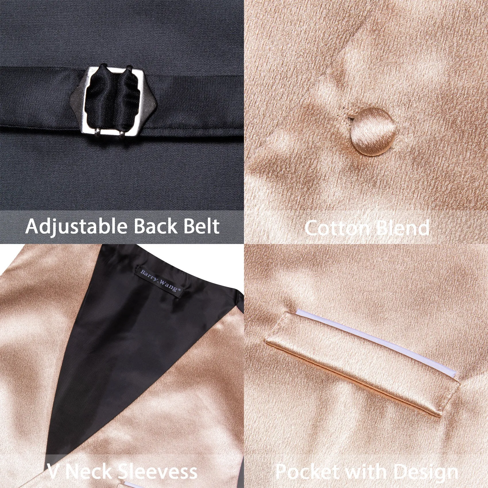 LightSalmon Solid Jacquard Silk Men's Vest Bow Tie Set Waistcoat Suit Set sold by Ties2You product image thumbnail 3