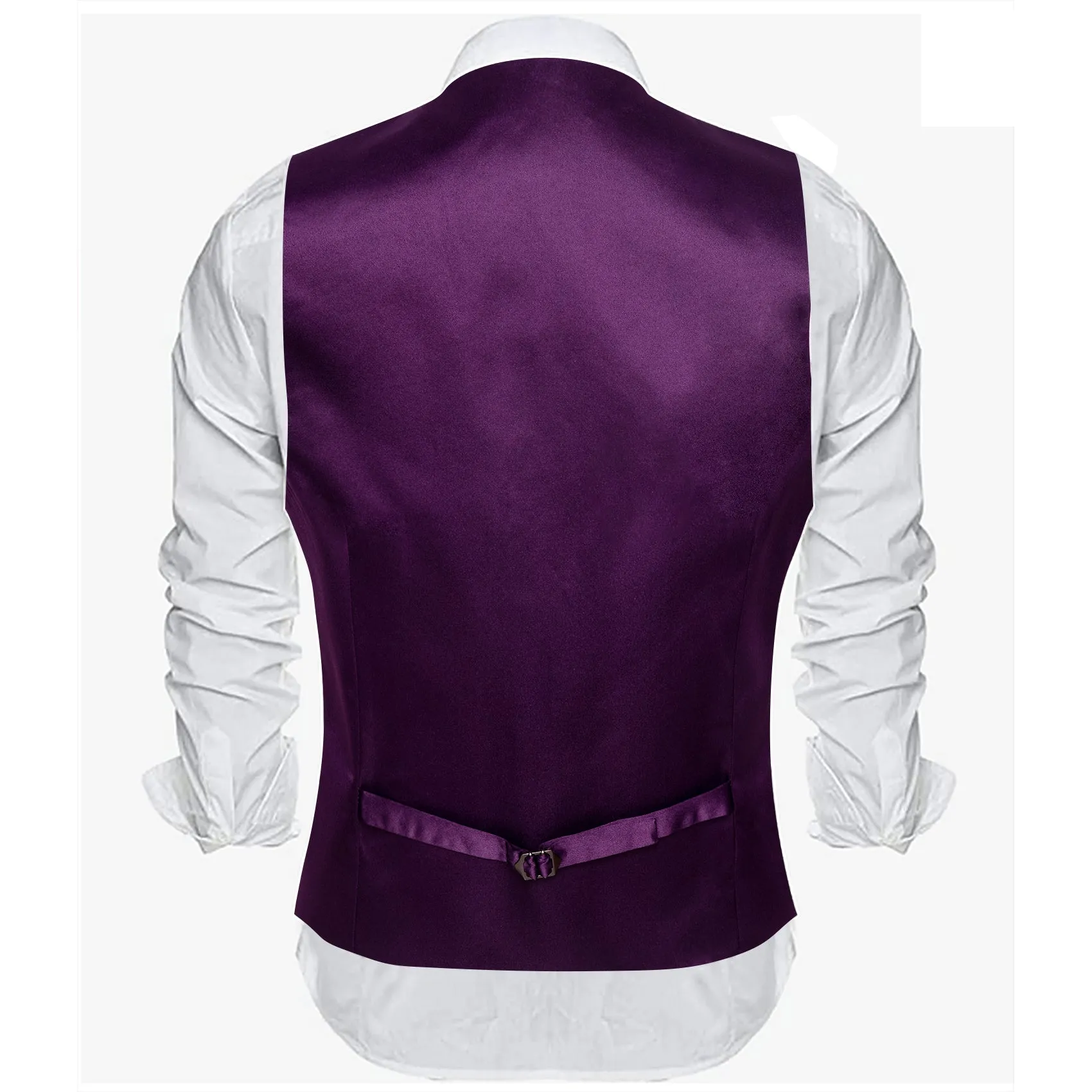 Deep Purple Solid Satin Men's V-Neck Business Vest sold by Ties2You product image thumbnail 5
