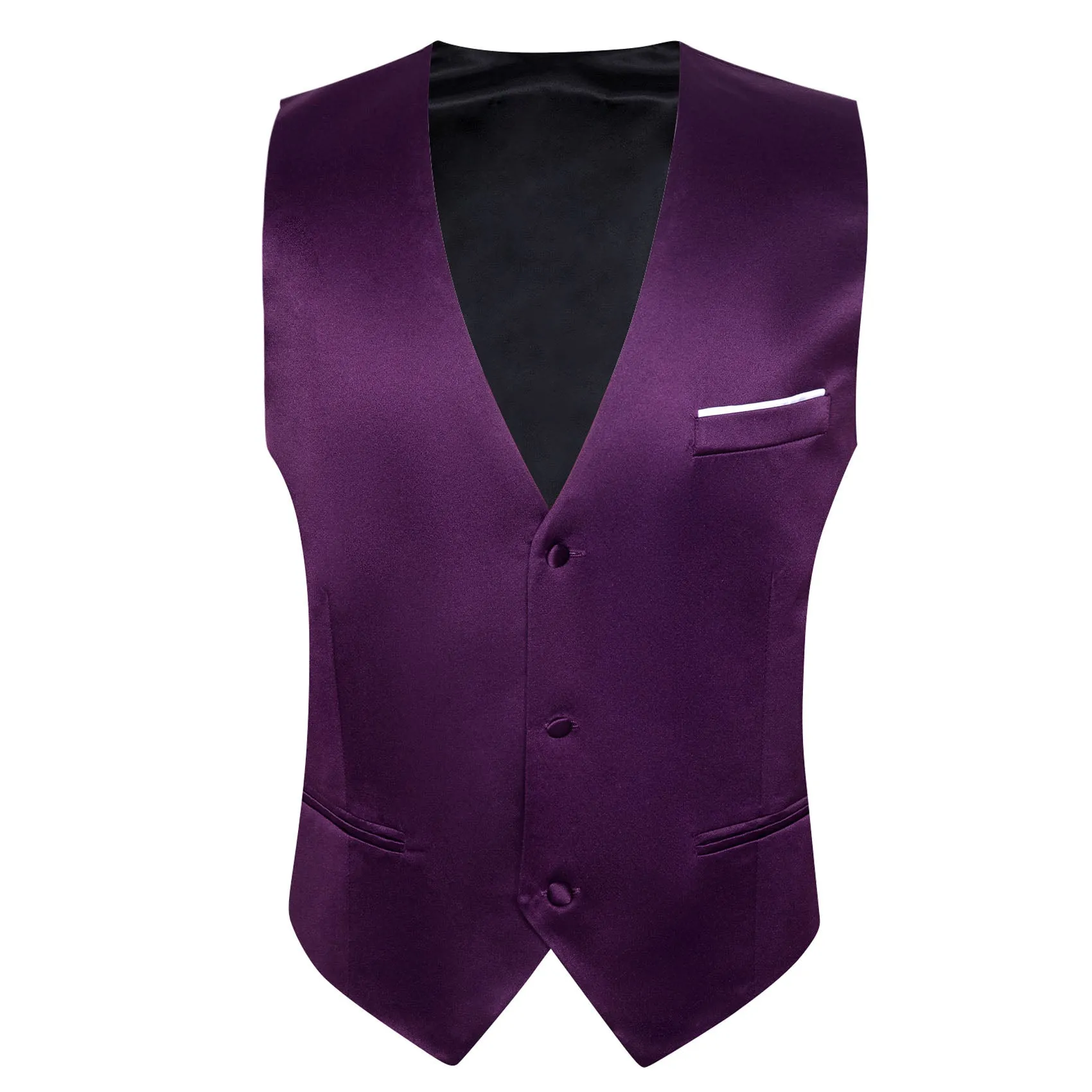 Deep Purple Solid Satin Men's V-Neck Business Vest sold by Ties2You product image thumbnail 4
