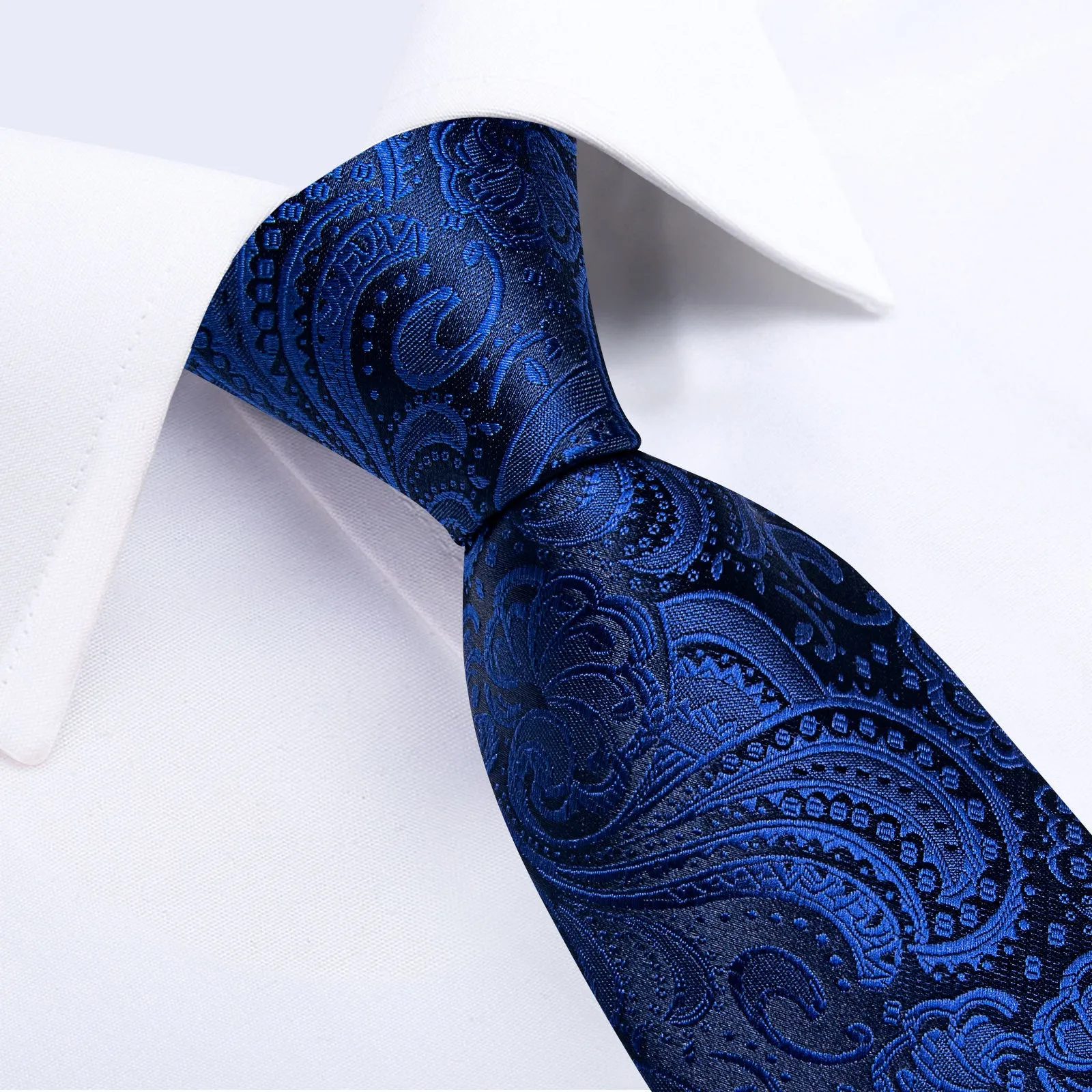 Ties2you Navy Blue Necktie for Men Paisley Formal Tie Handkerchief Cufflinks Set sold by Ties2You product image thumbnail 4