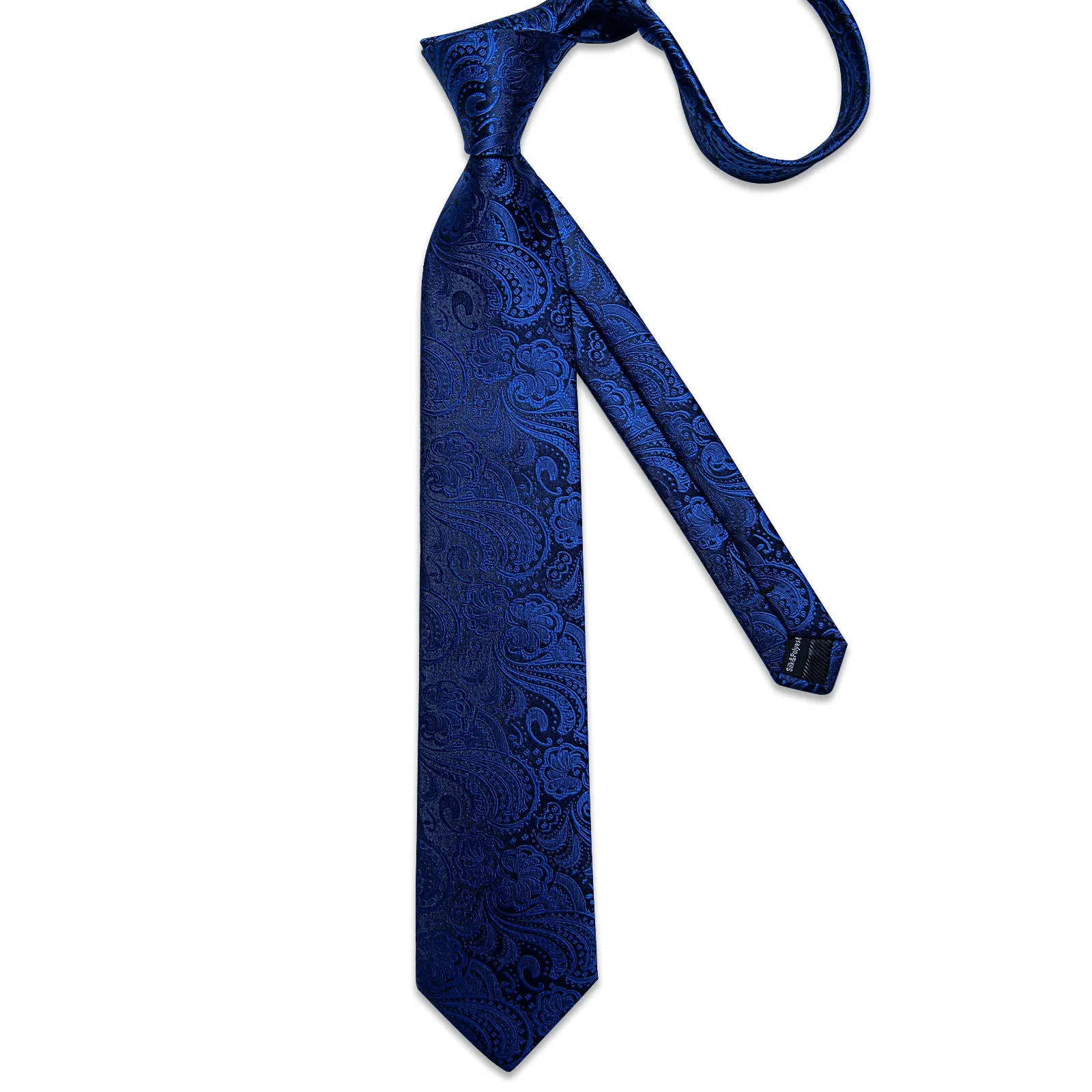 Ties2you Navy Blue Necktie for Men Paisley Formal Tie Handkerchief Cufflinks Set sold by Ties2You product image thumbnail 3