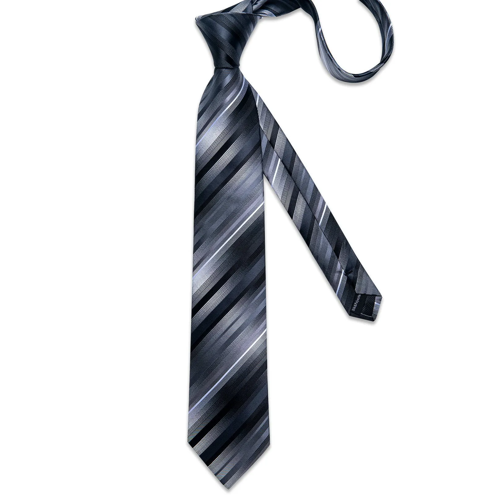 Ties2you Grey Necktie Men's Striped Tie Pocket Square Cufflinks Set Business sold by Ties2You product image thumbnail 4