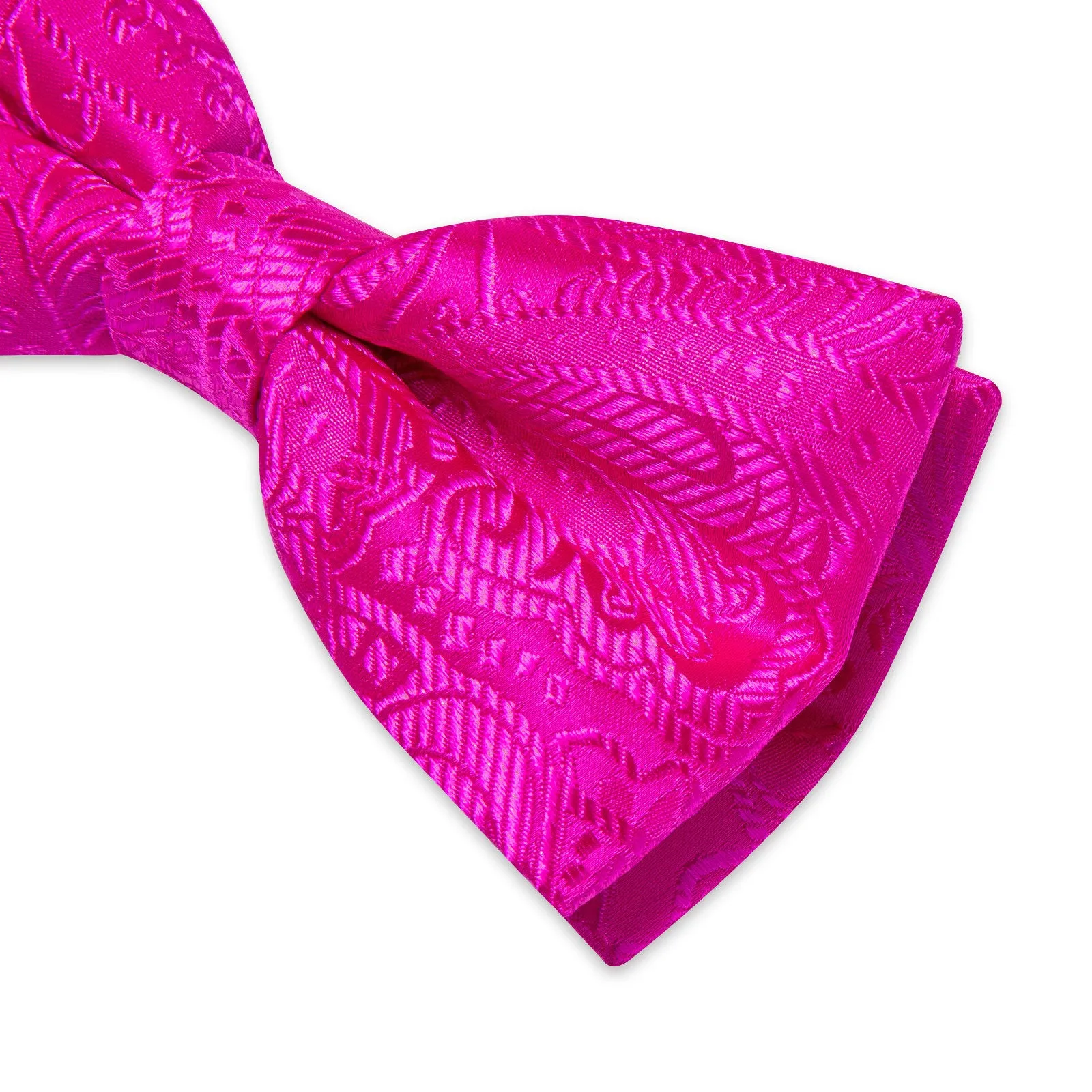 Ties2you Men's Hot Pink Paisley Bow Tie Pre-Tied Silk Jacquard Bowtie Hanky Cufflinks Set Wedding sold by Ties2You product image thumbnail 2